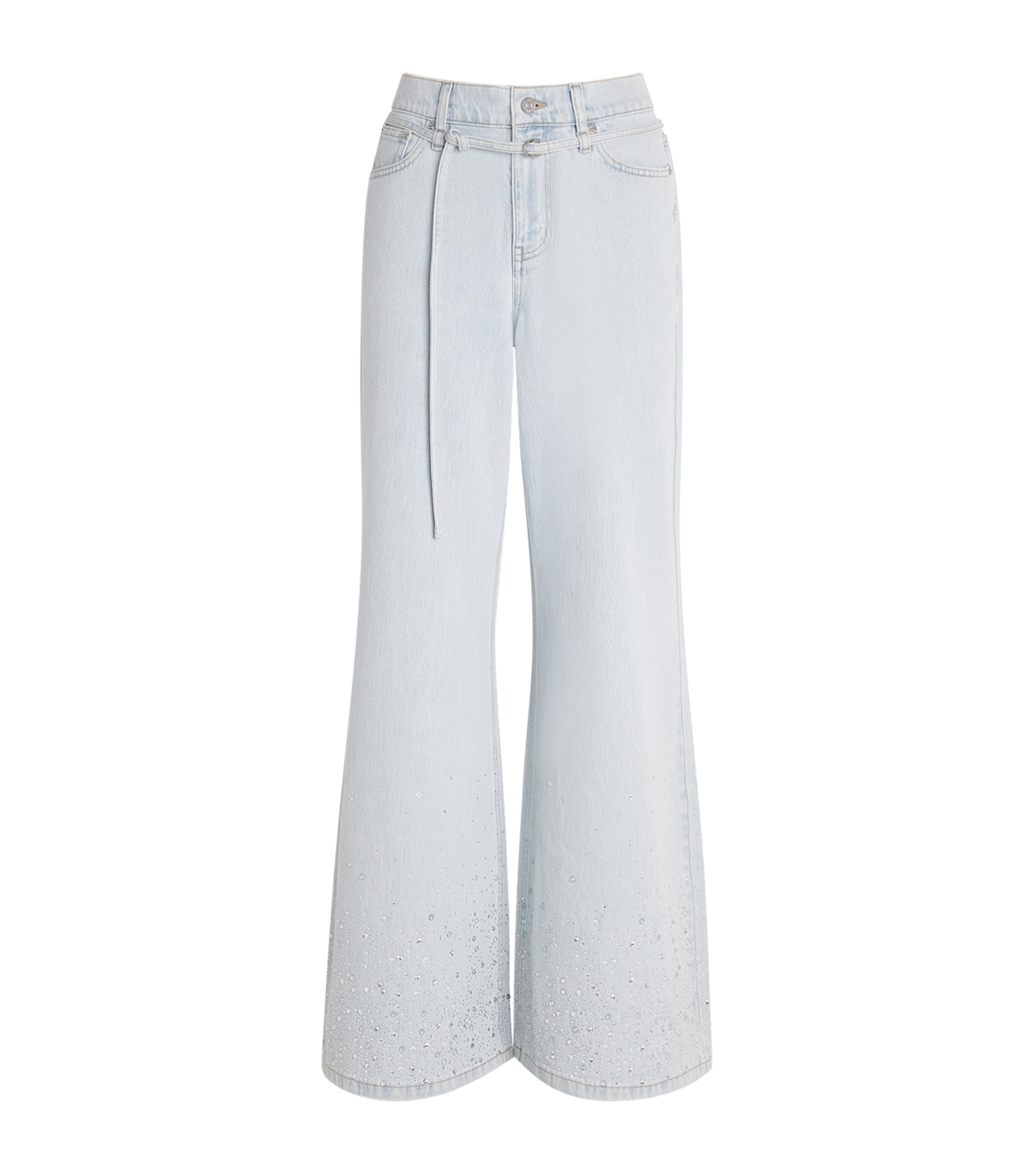 Maje Womens Embellished Wide-Leg Jeans Blue Sky Image 1