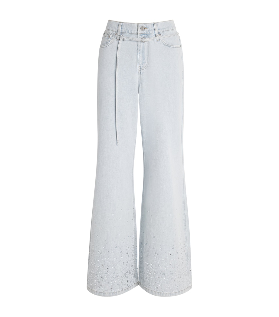 Maje Womens Embellished Wide-Leg Jeans Blue Sky Image 1