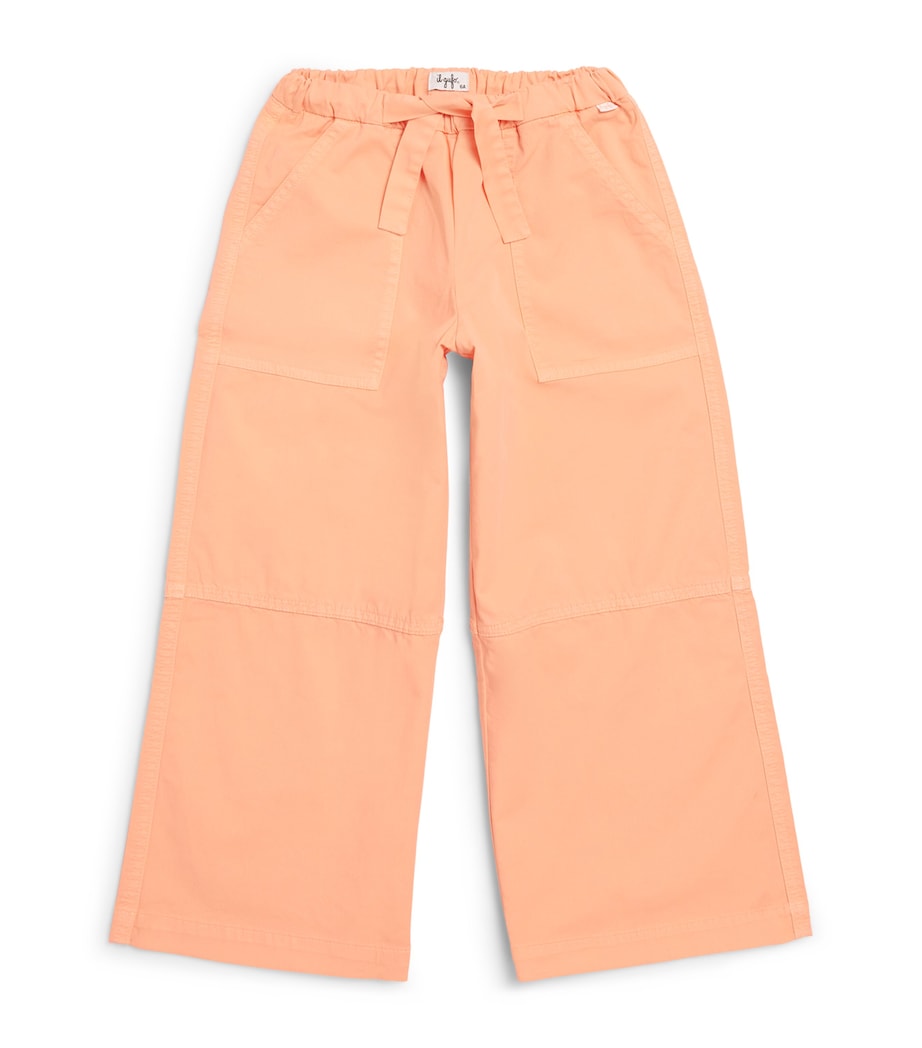 Cotton Tie-Waist Trousers (3-12 Years) 249 APRICOT Image 1