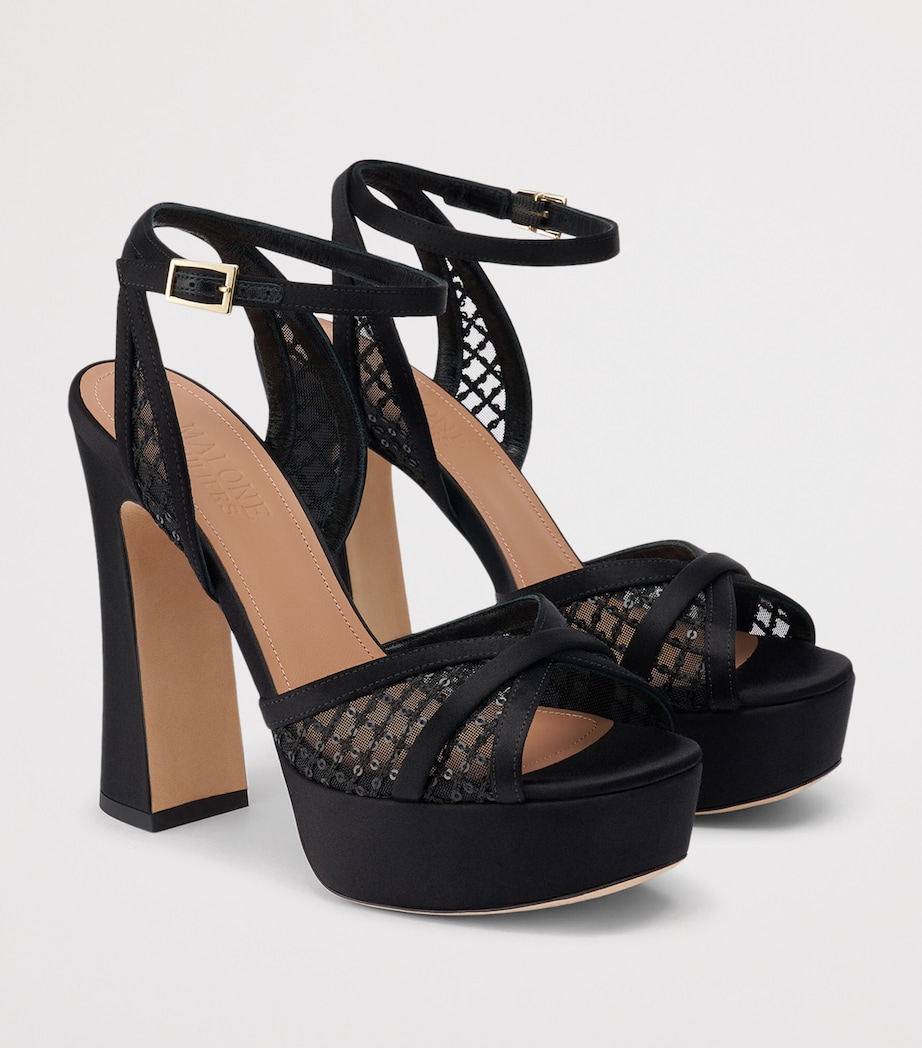 Malone Souliers Sequin Mesh Sylvie Platform Sandals 125 Black Image 3