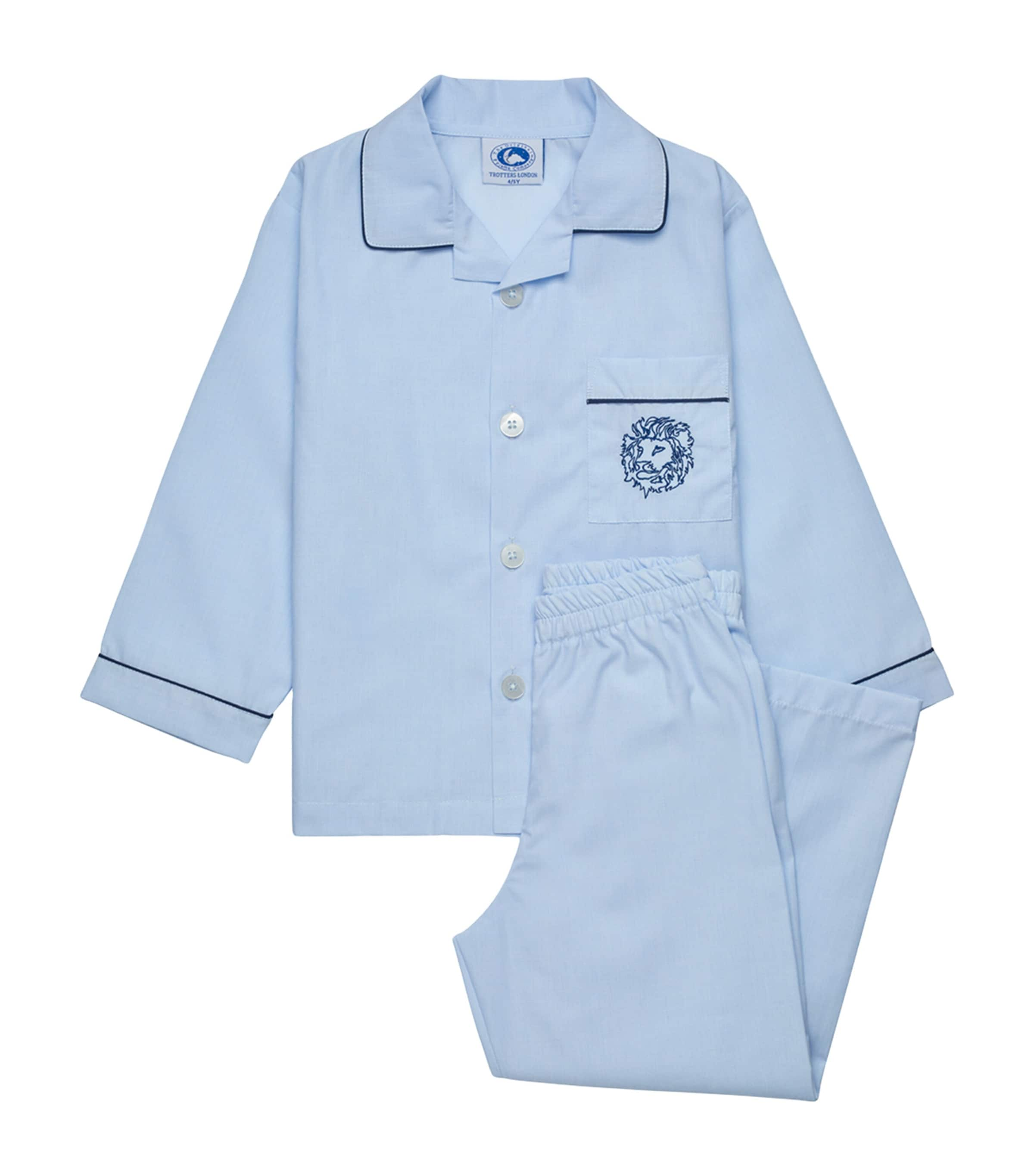 Shop Trotters Cotton Augustus Lion Pyjamas In Blue