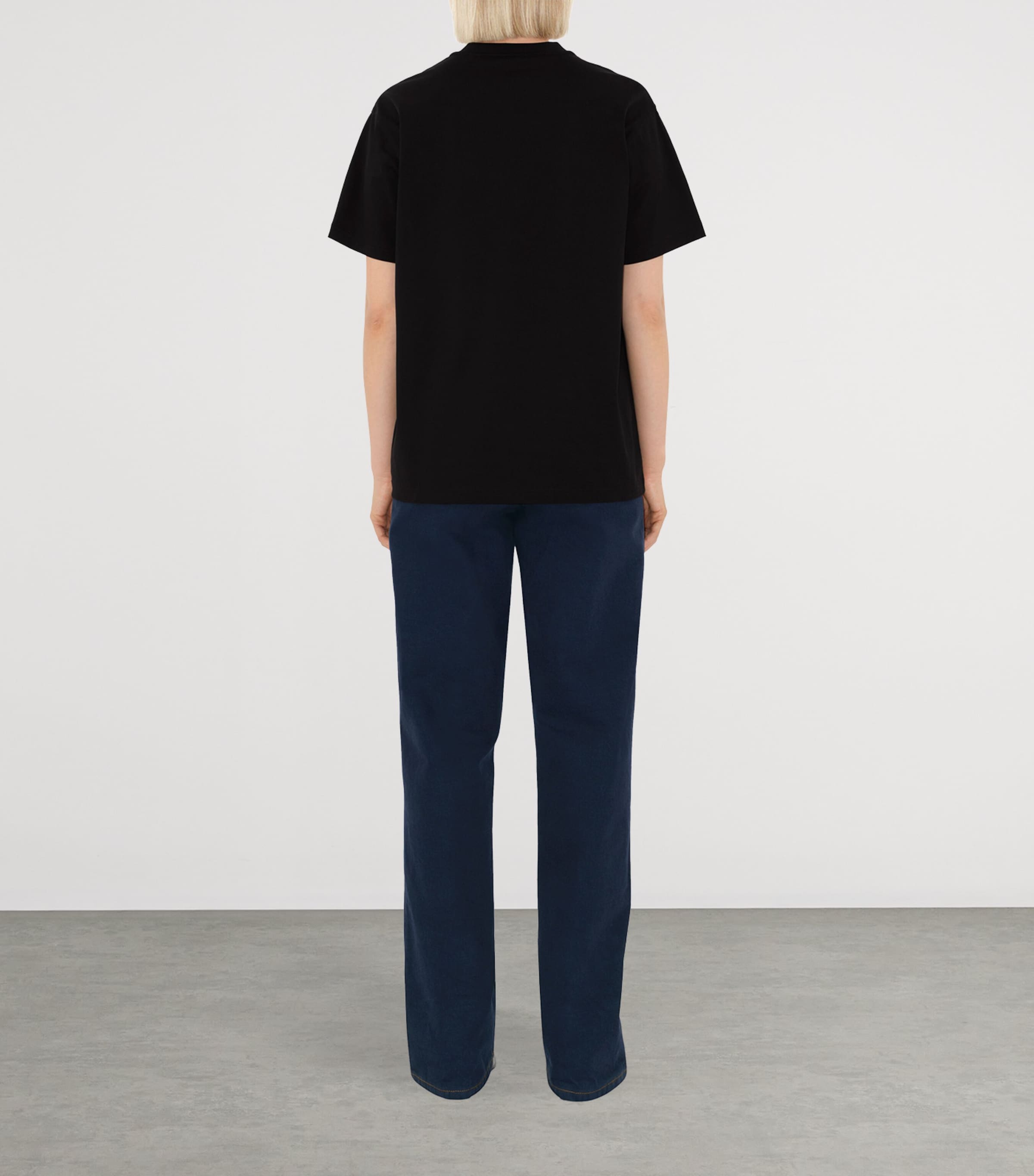 Cotton Check Pocket T-Shirt BLACK Image 4