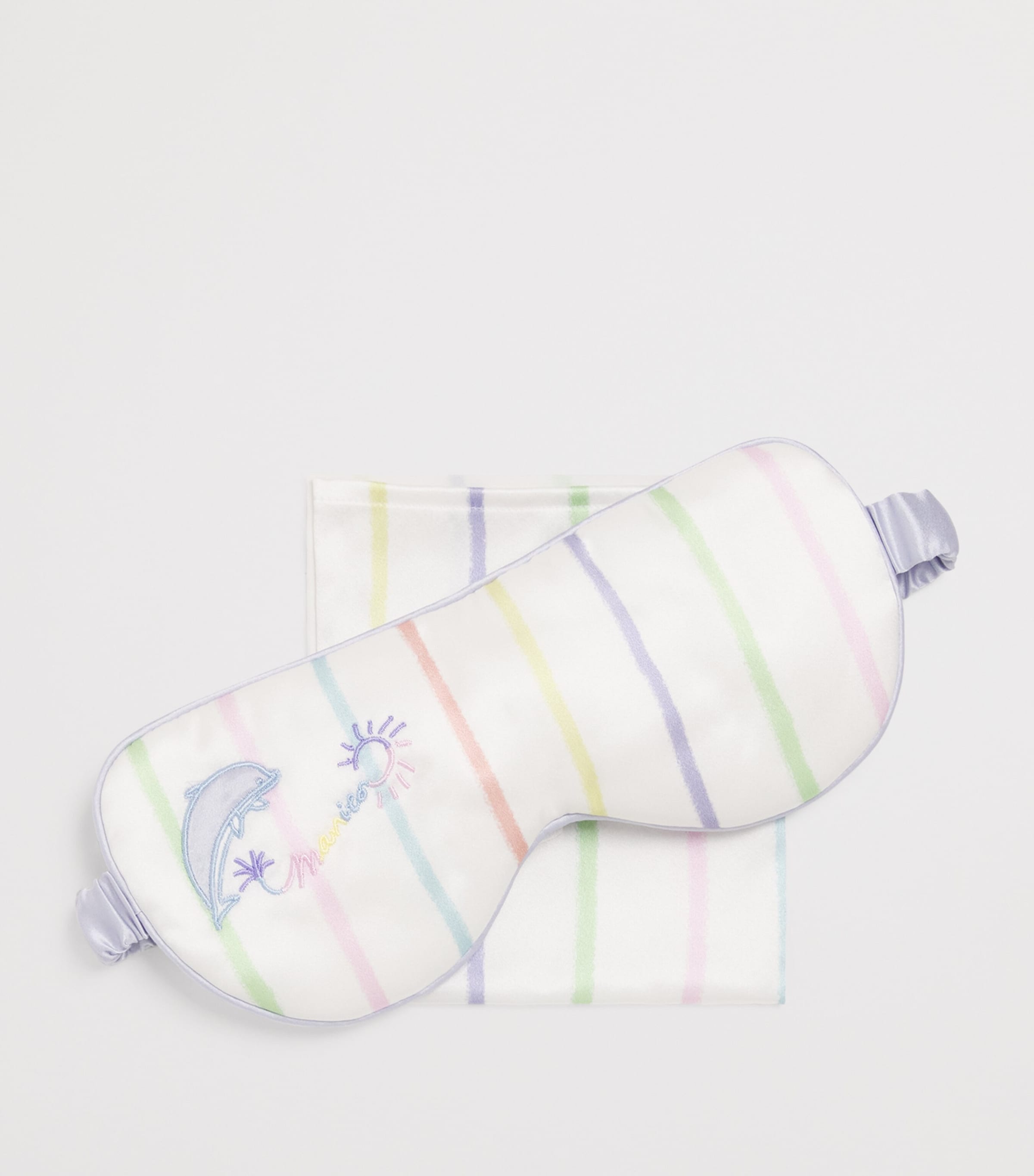 Silk-Blend Ocean Stripe Eye Mask OCEAN STRIPE Image 3