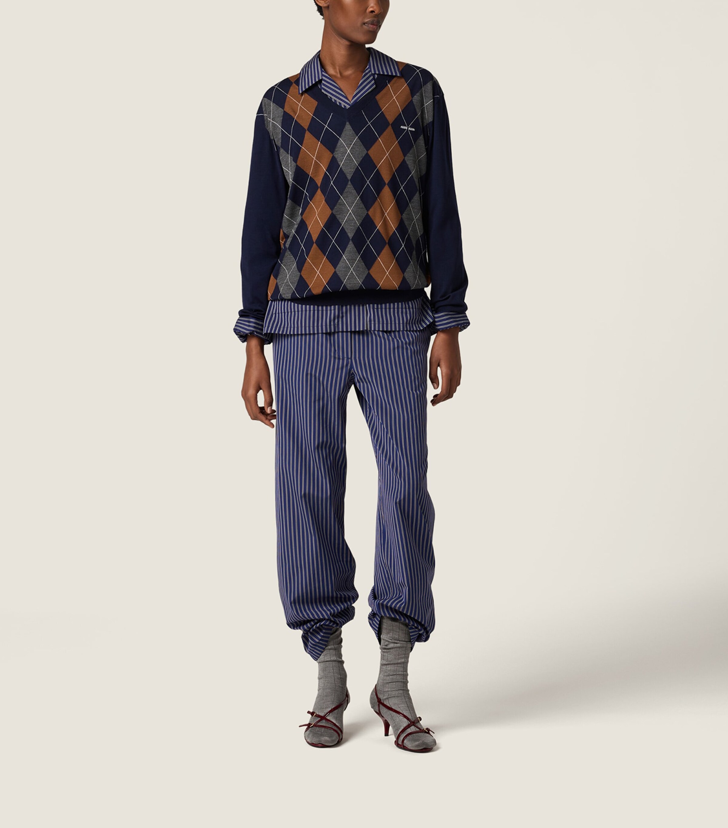 Wool Argyle Sweater F0008 Image 2