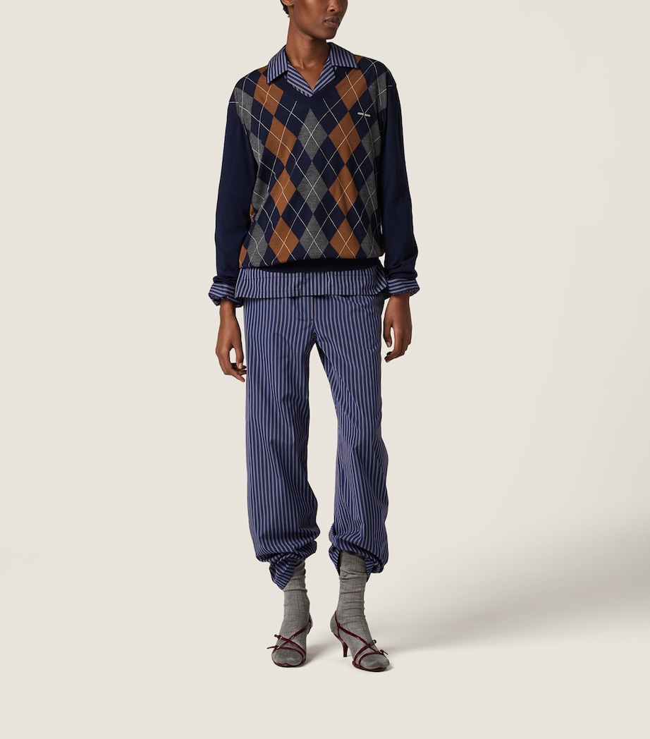 Wool Argyle Sweater F0008 Image 2