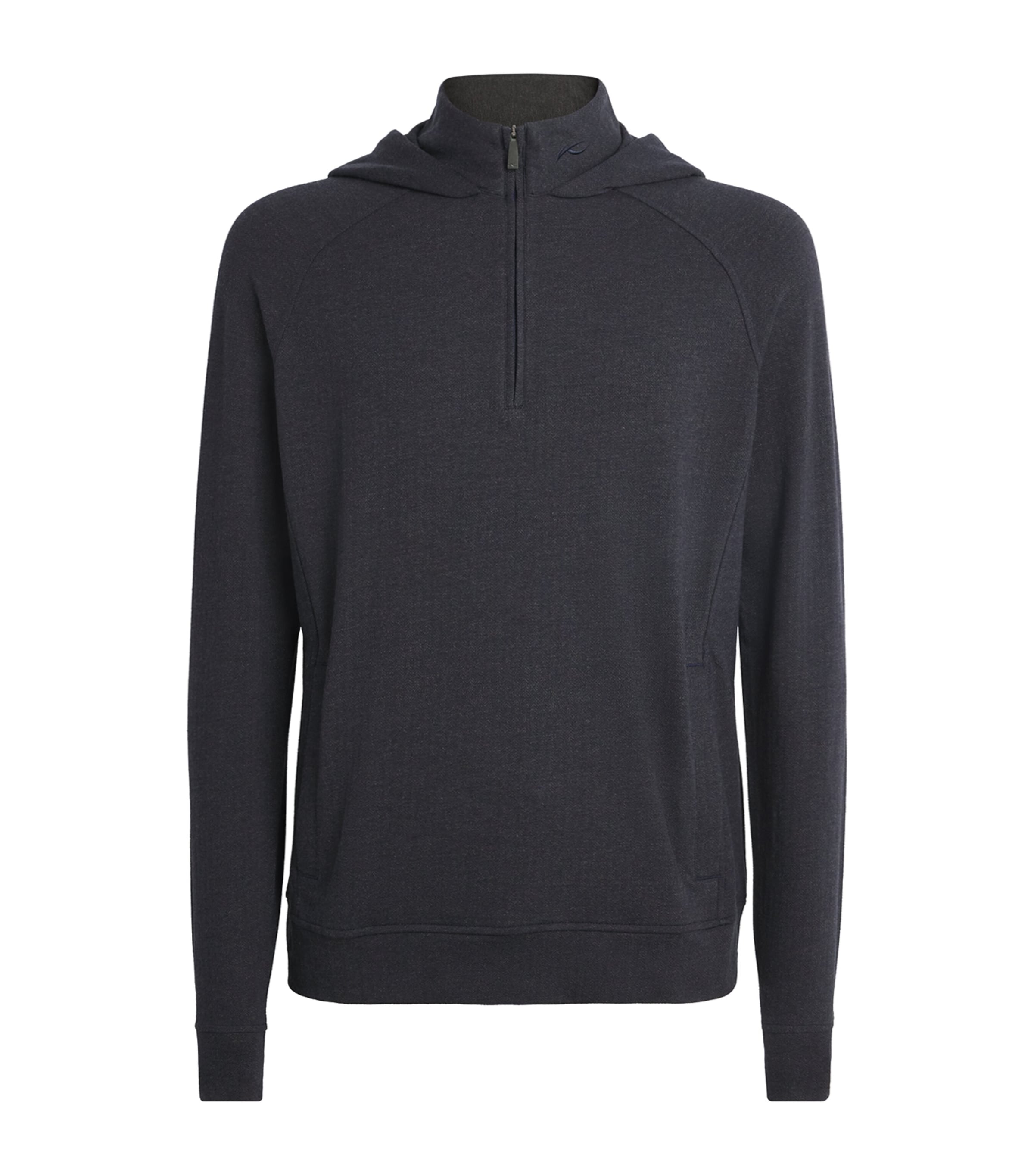 KJUS Mens Inverness Quarter-Zip Hoodie Atlanta Blu/drk Dusk Image 1
