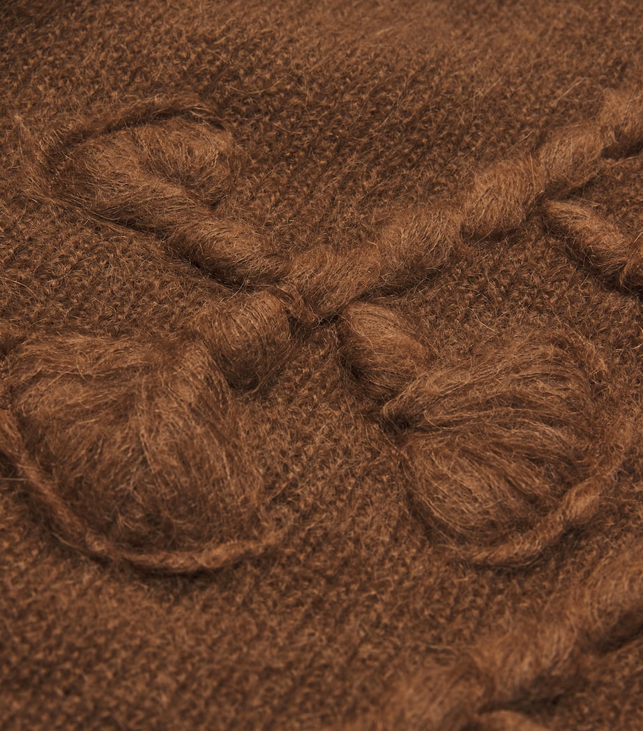 Mohair-Wool-Blend Rope-Stich Sweater CAMEL Image 5