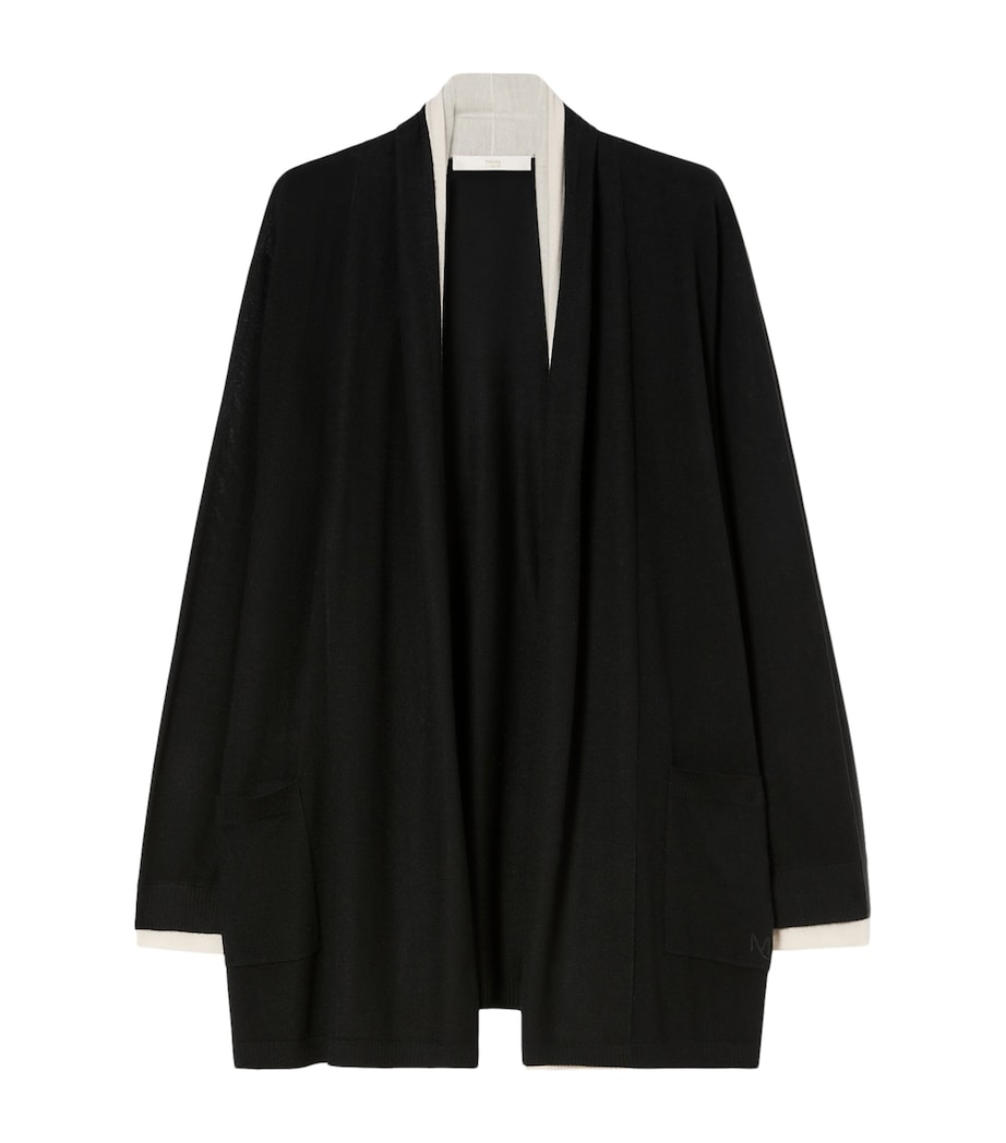 Marina Rinaldi Womens Wool-Silk Waterfall Cardigan Black White Image 1
