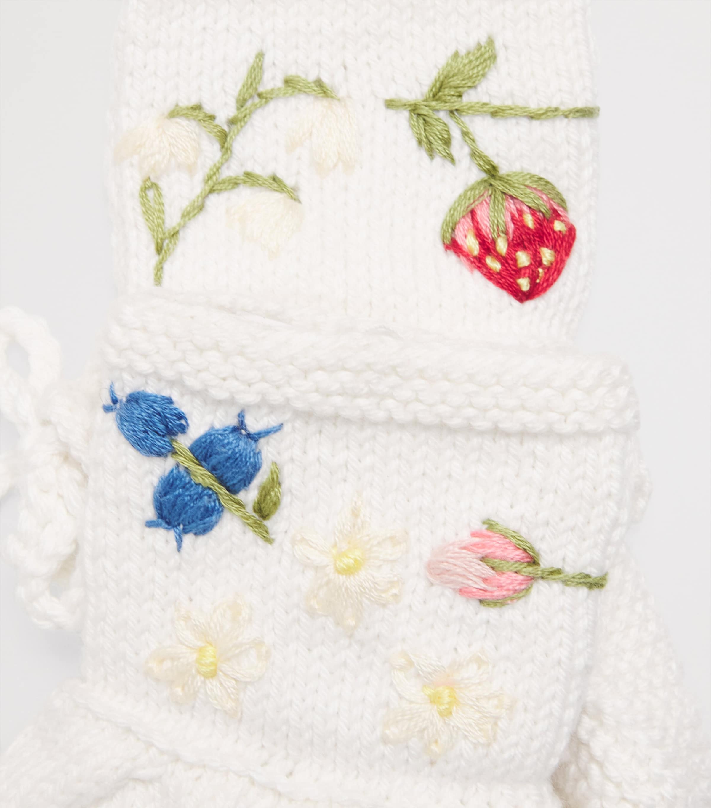 Shirley Bredal Cotton Embroidered Strawberry Footies Mw Marshmellow Image 2