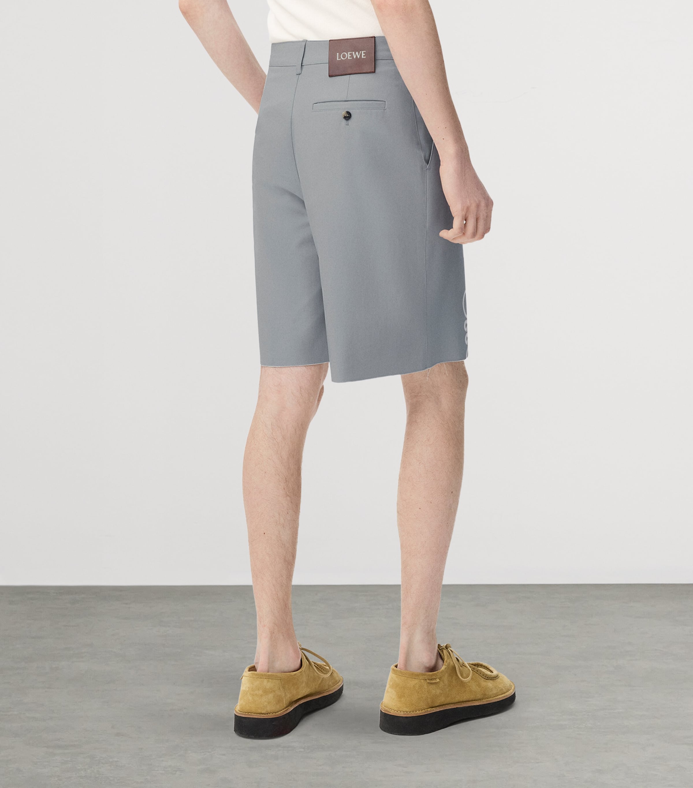 LOEWE Grey Cotton Tailored Anagram Shorts | Harrods UK