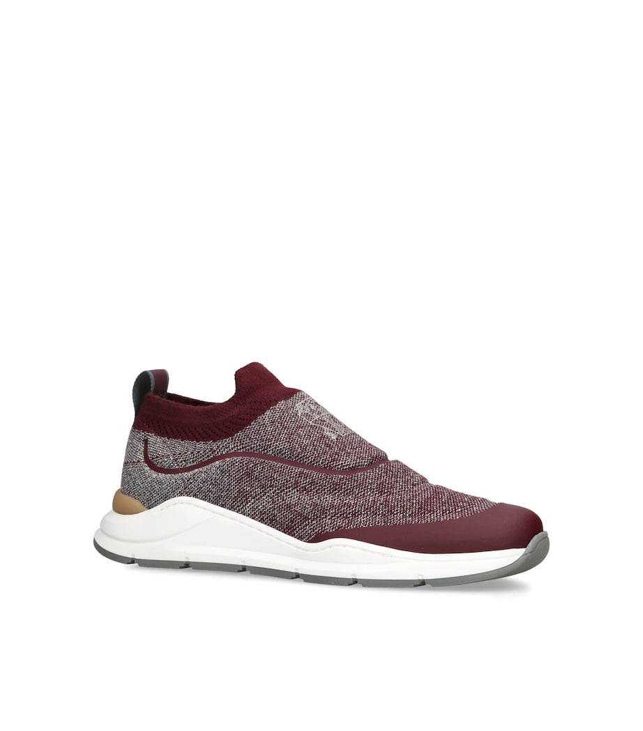 Brunello Cucinelli Kids Knitted Slip-On Sneakers Wine Comb Image 2