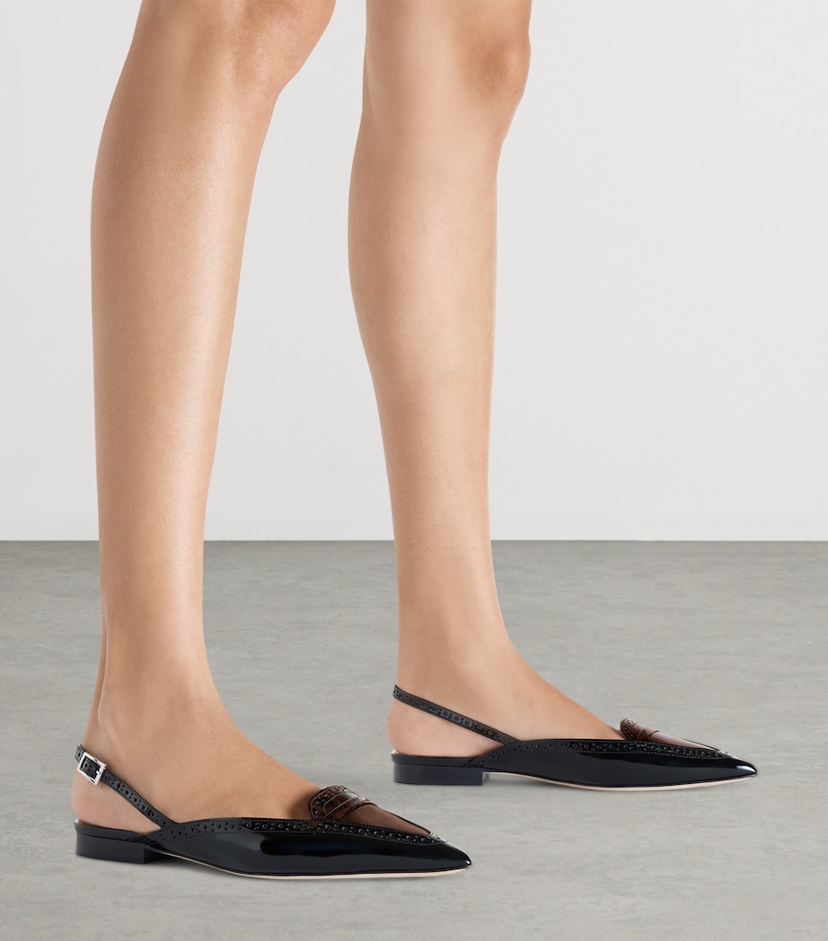 Patent Leather Leopard Print Laurie Slingback Flats BLACK Image 2