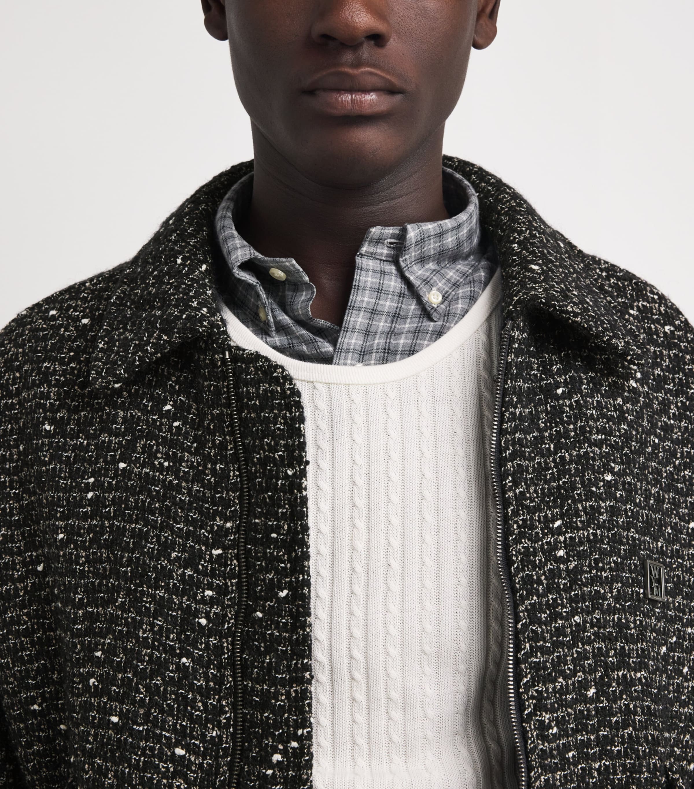 Tweed Bomber Jacket BLACK Image 6