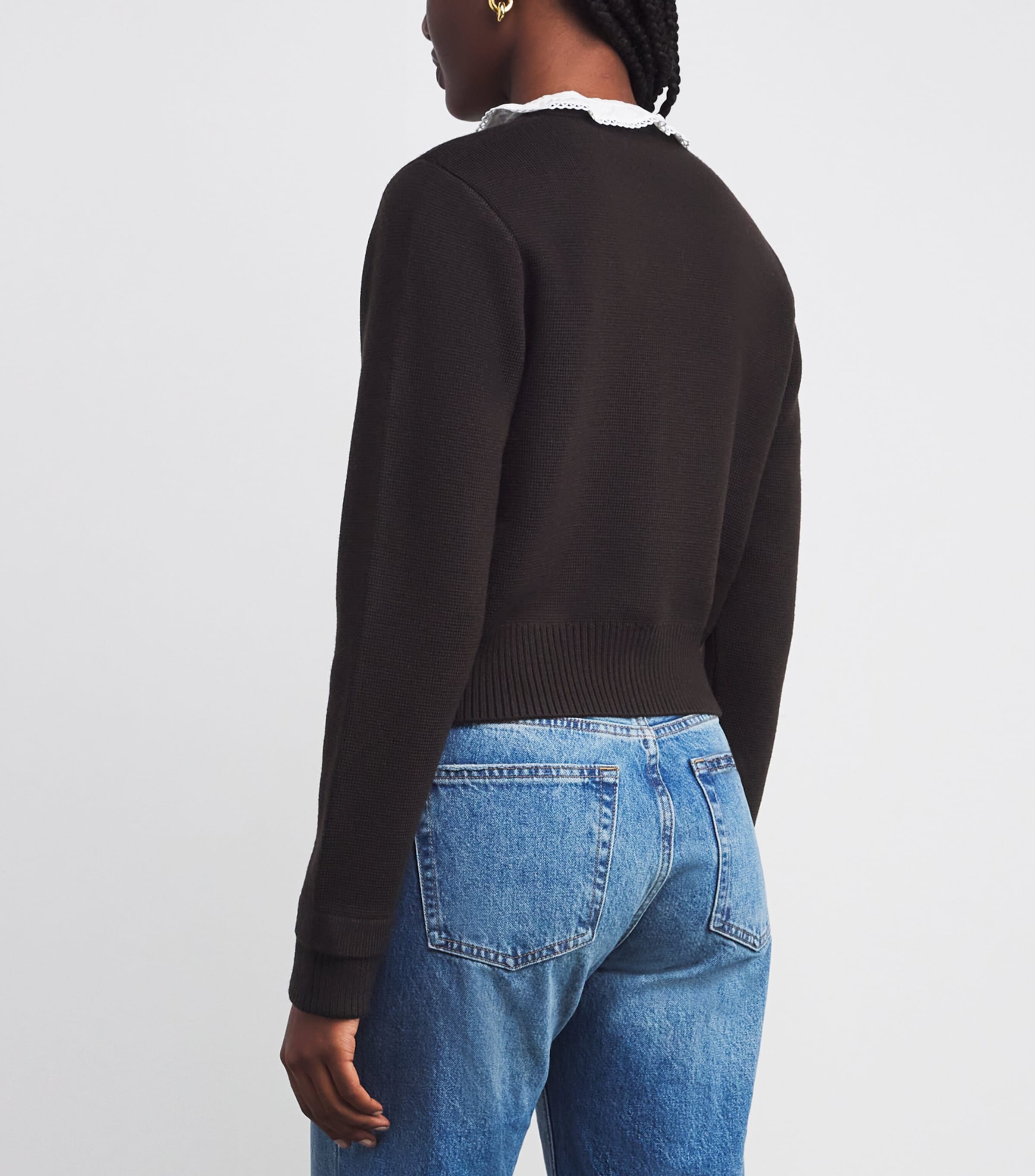 Removable Ruffle Collar Cardigan BROWN Image 4