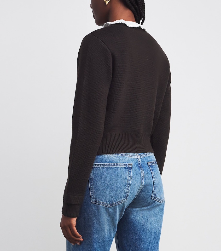 Removable Ruffle Collar Cardigan BROWN Image 4