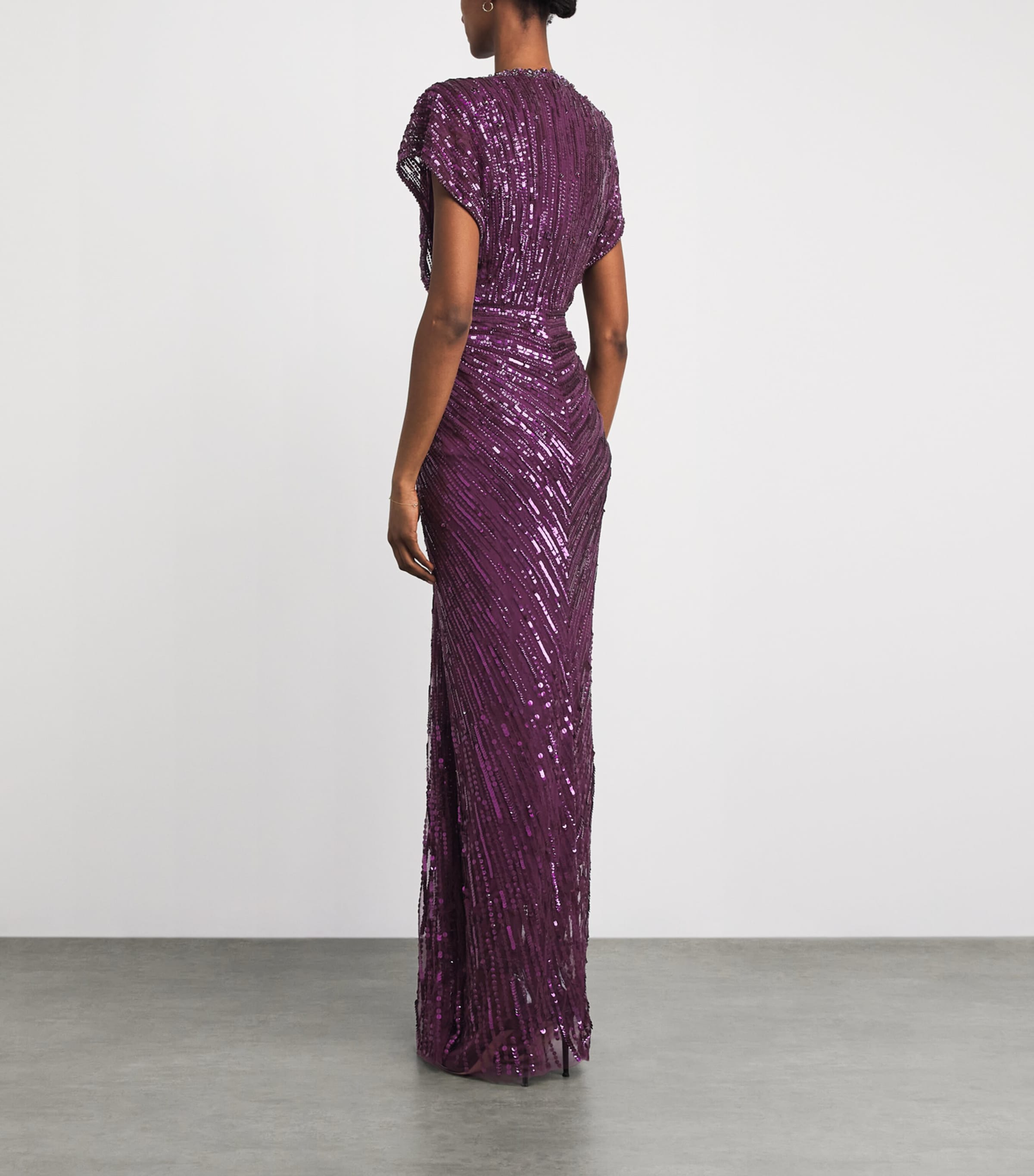 Jenny Packham Womens Sequinned Lacie Gown Purple Image 4