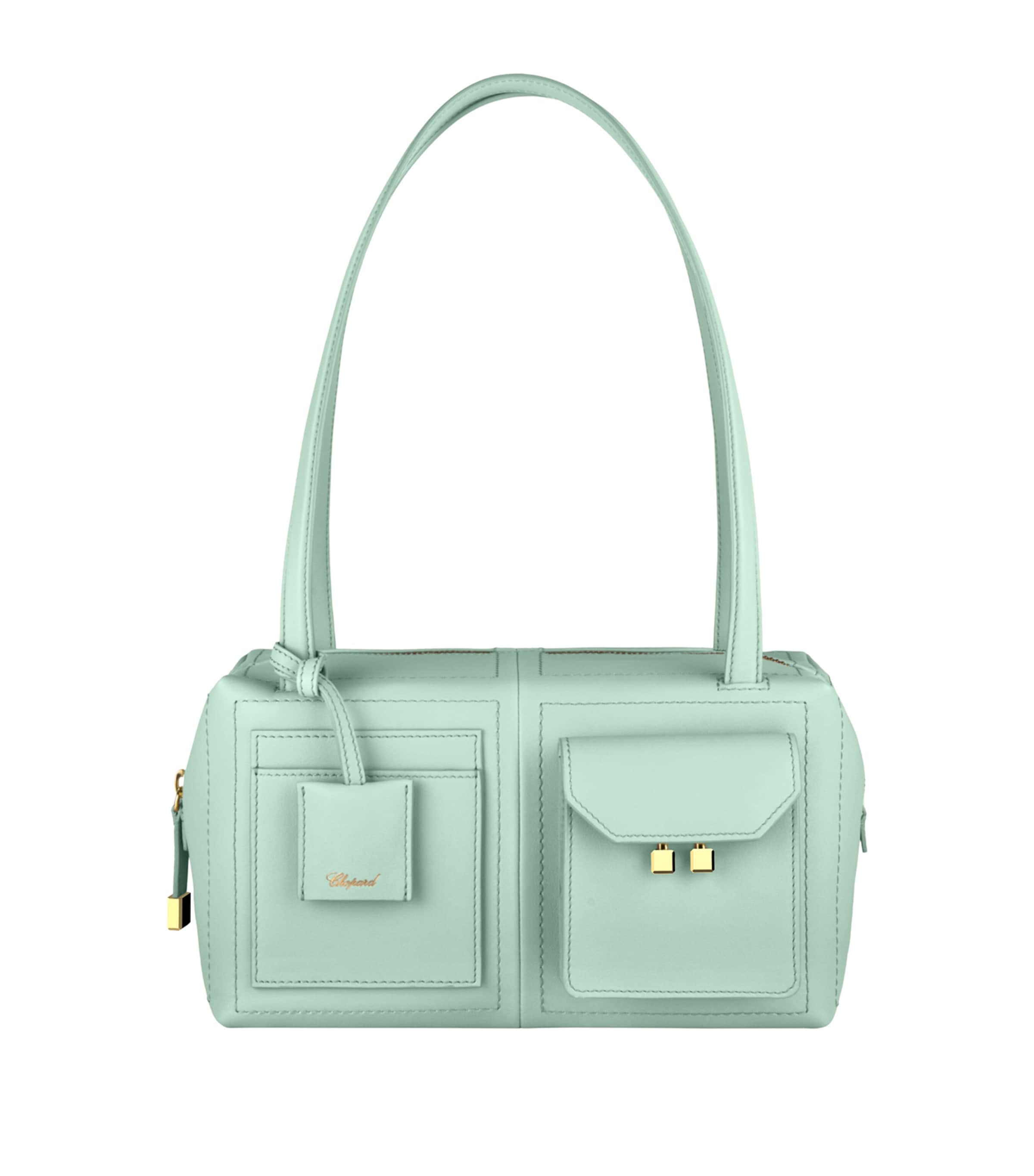 Leather Ice Cube Shoulder Bag GREEN Image 2