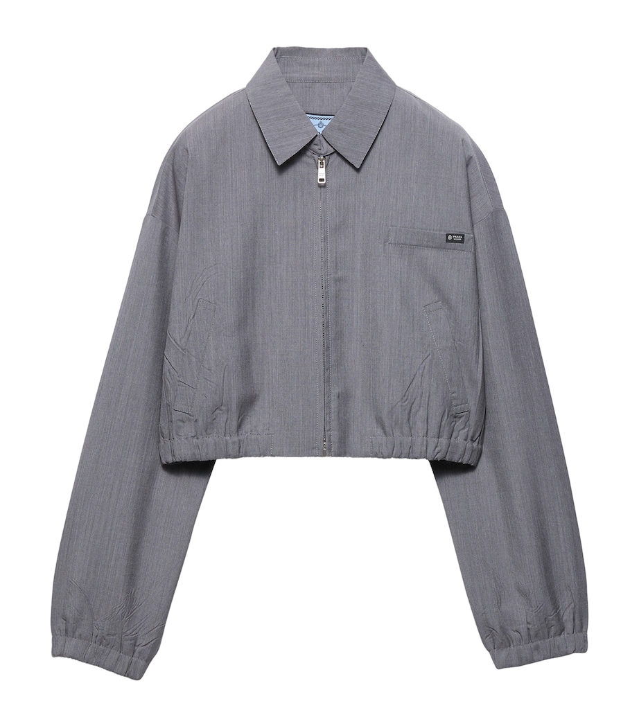 Prada Womens Wool-Mohair Tailored Jacket Grey Image 1