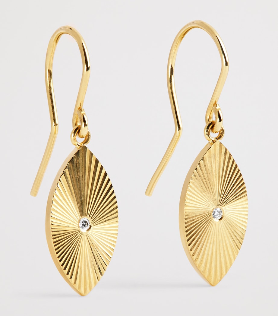 Mini Yellow Gold and Diamond 70s Evil Eye Earrings YELLOW GOLD Image 3