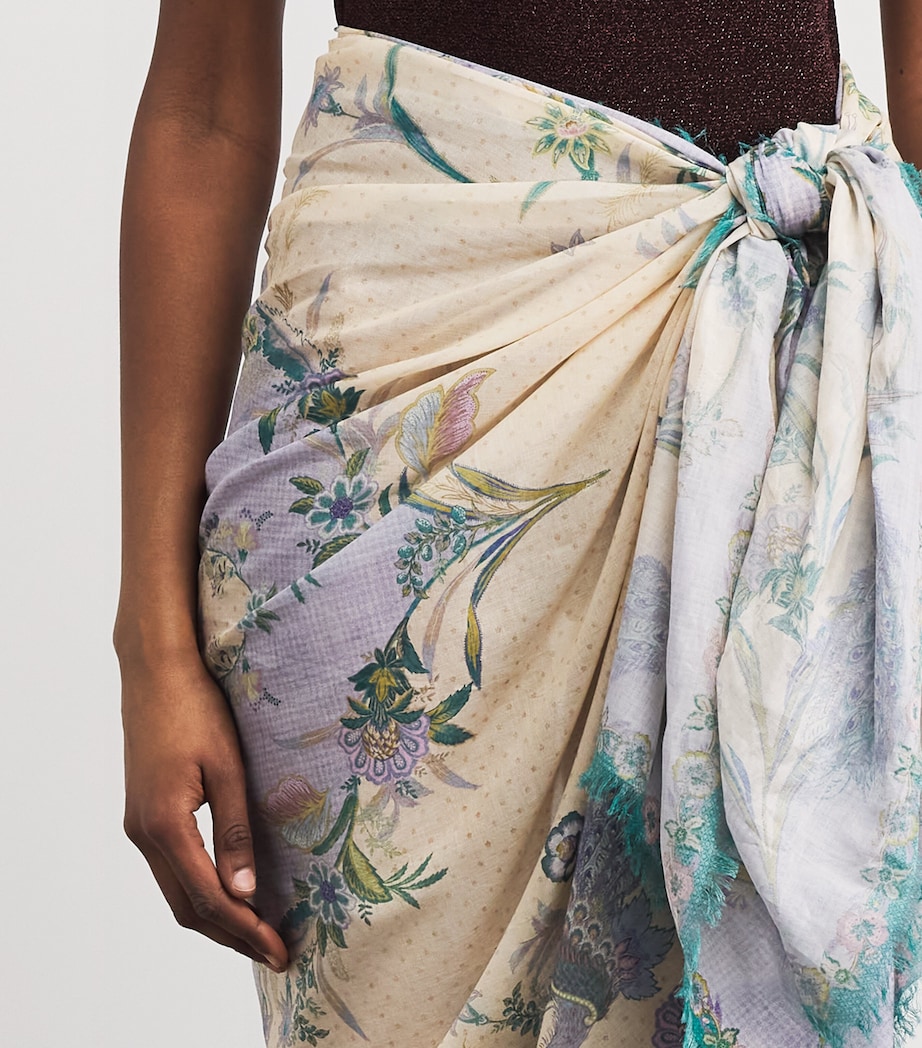 Zimmermann Womens Cotton Floral Pareo Cream Scarf Floral Image 3