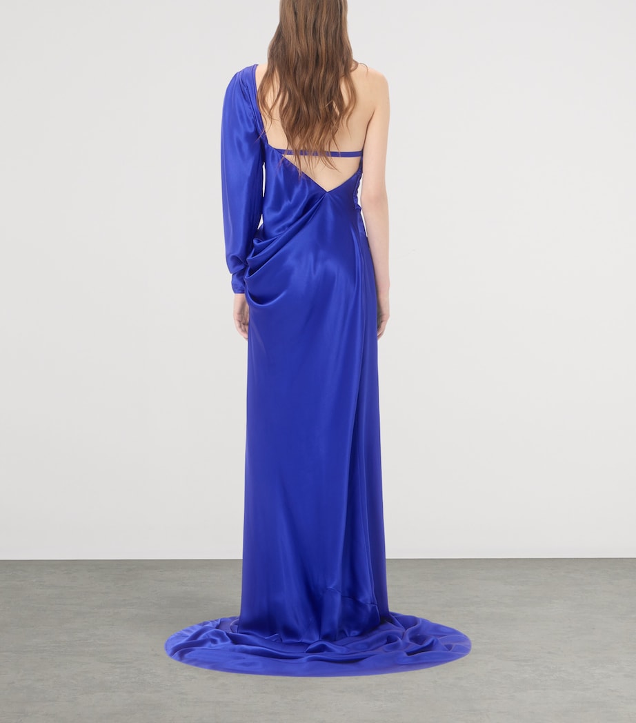 Valentino Womens Silk Satin One-Shoulder Gown Bdn Image 4
