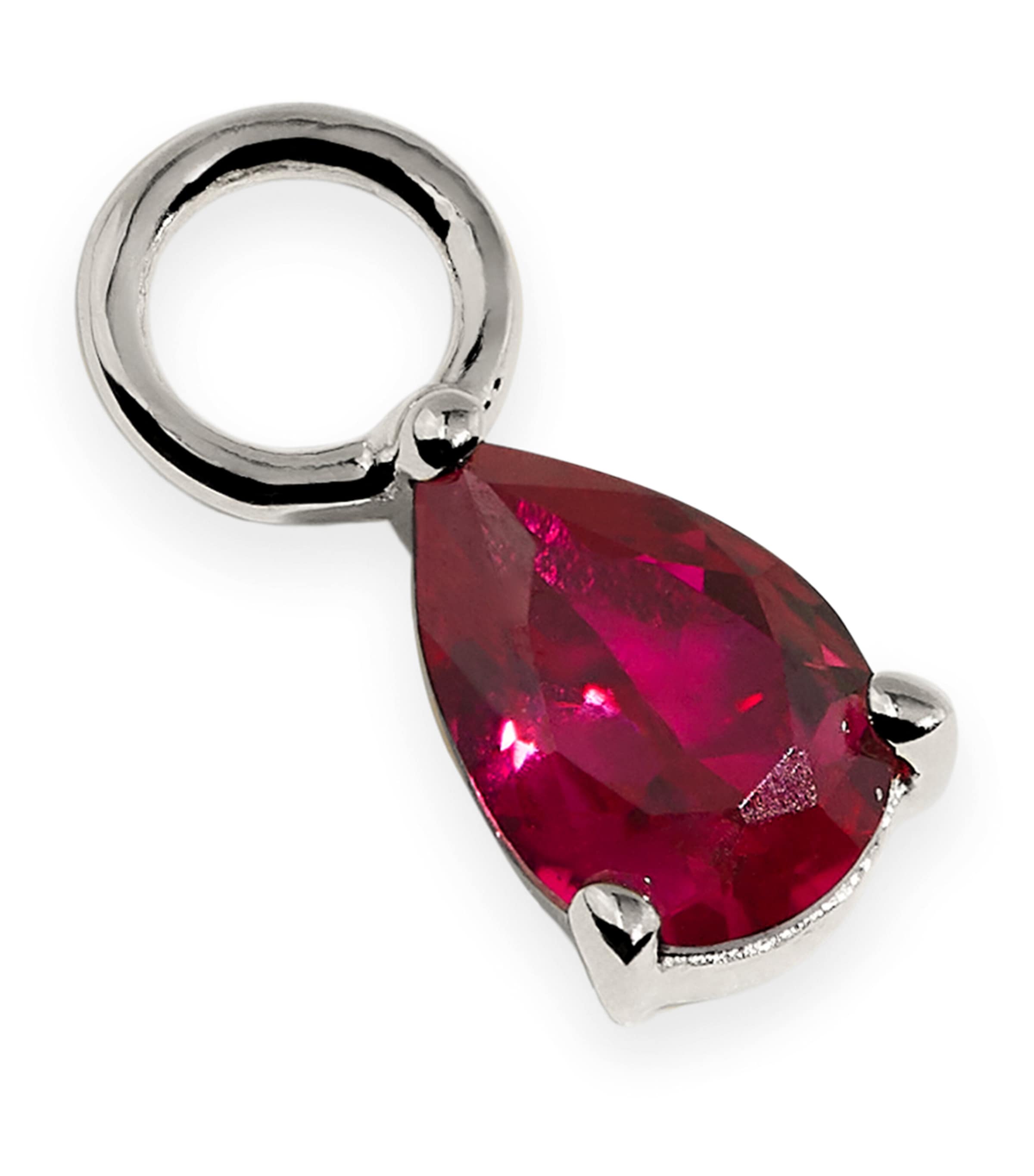 Astrid & Miyu White Gold and Ruby Birthstone Earring Charm White Gold Image 1