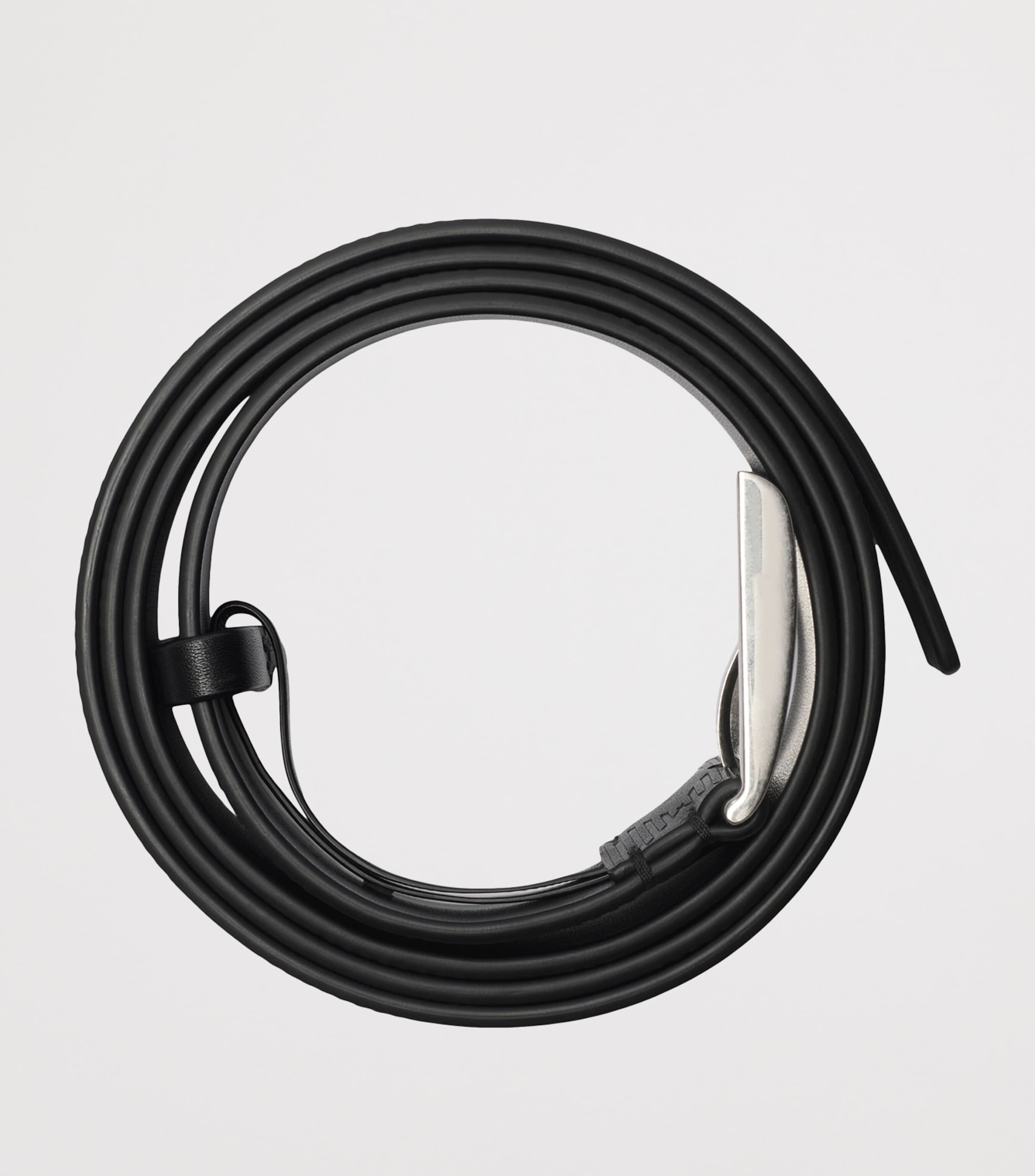 Leather Check-Embossed Belt BLACK Image 3