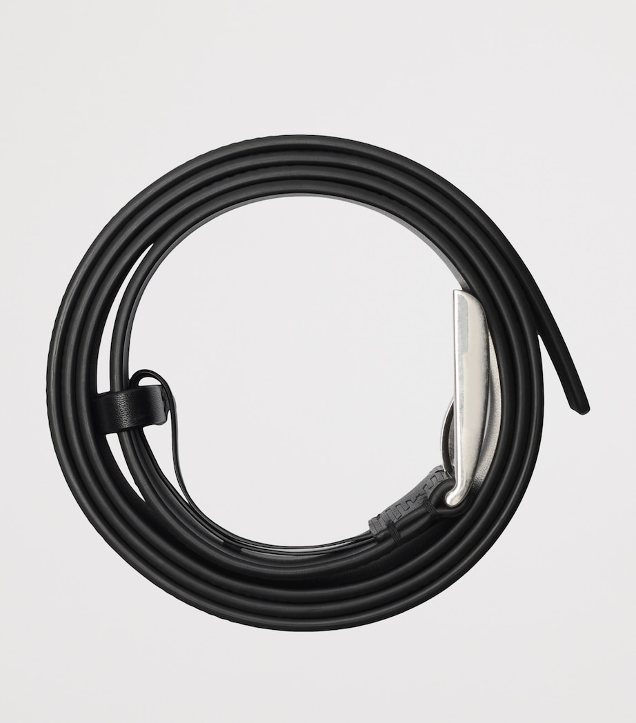 Leather Check-Embossed Belt BLACK Image 3