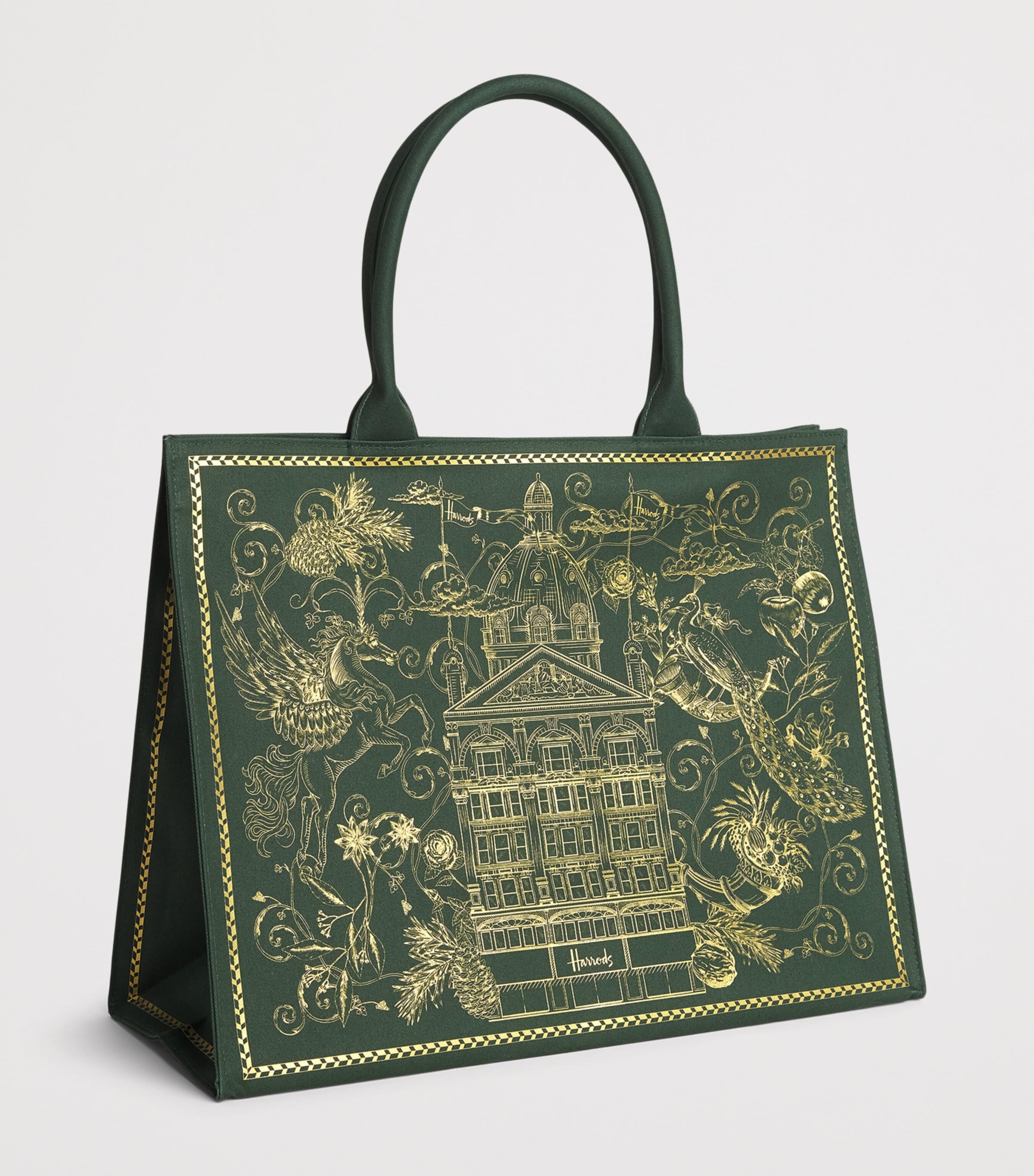 Harrods Building Print Tote Bag Harrods Green Image 3