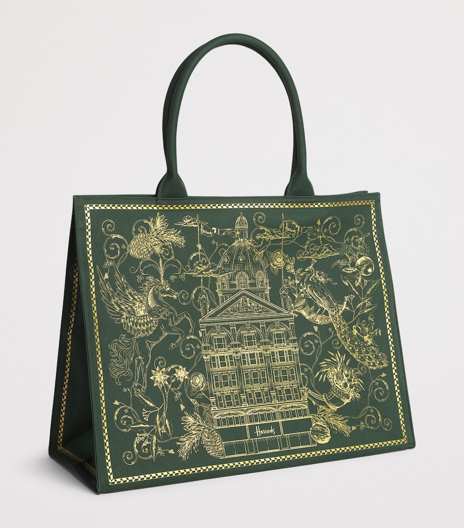 Harrods Building Print Tote Bag Harrods Green Image 3