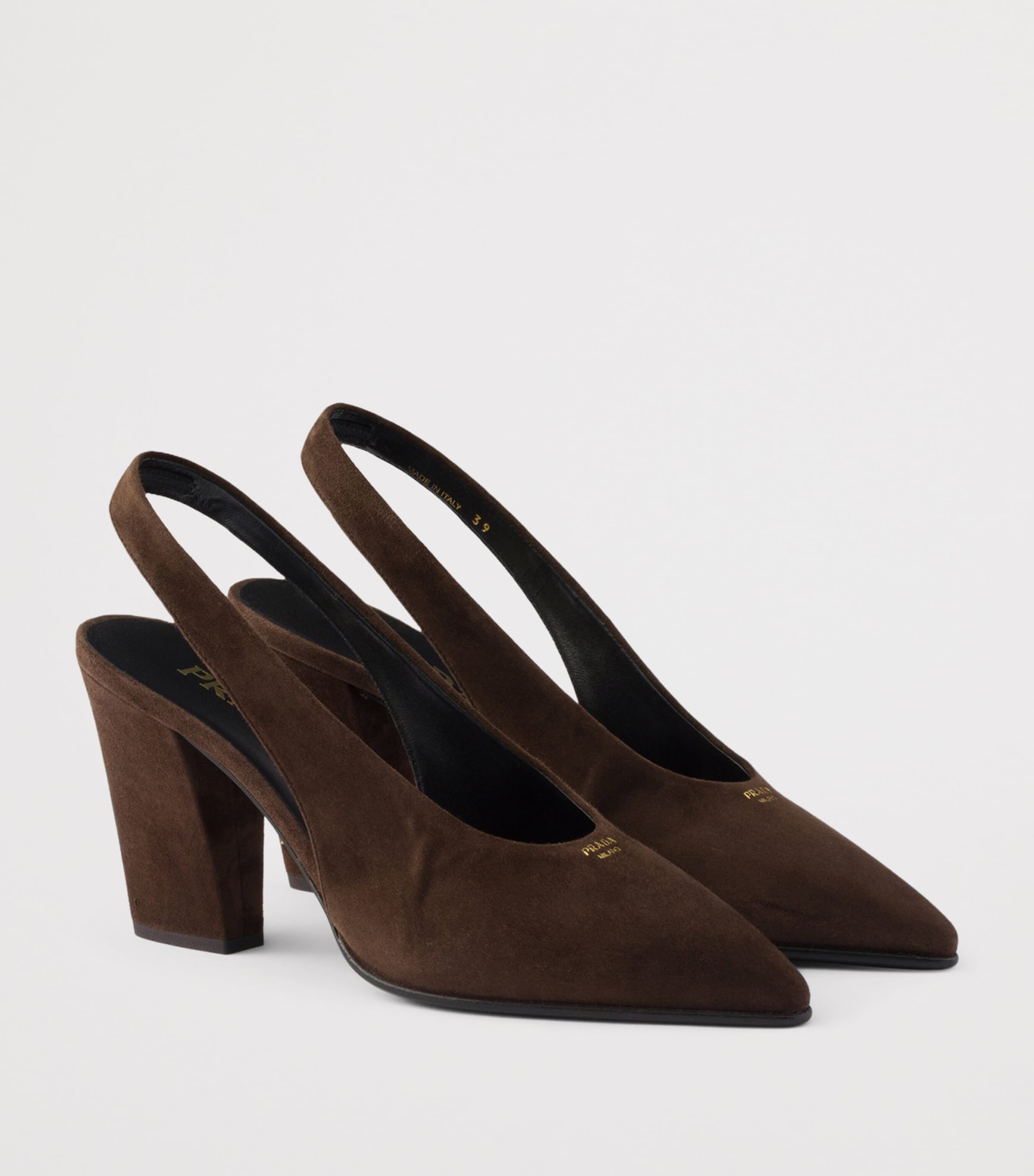 Prada Suede Leather Slingback Pumps 85 Brown Image 2