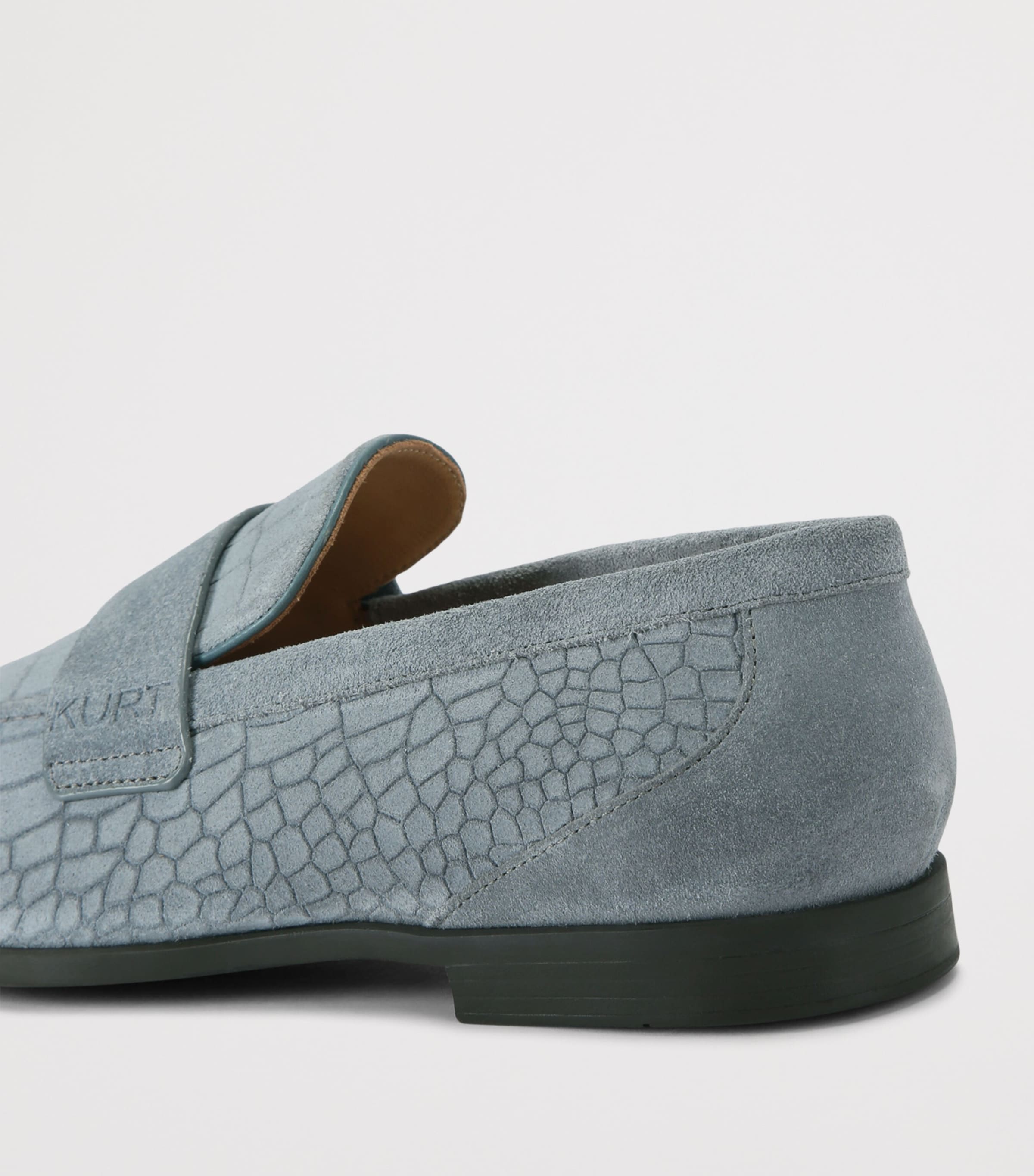 Kurt Geiger London Croc-Embossed Suede Aldgate Flex Loafers Mid Blue Image 2