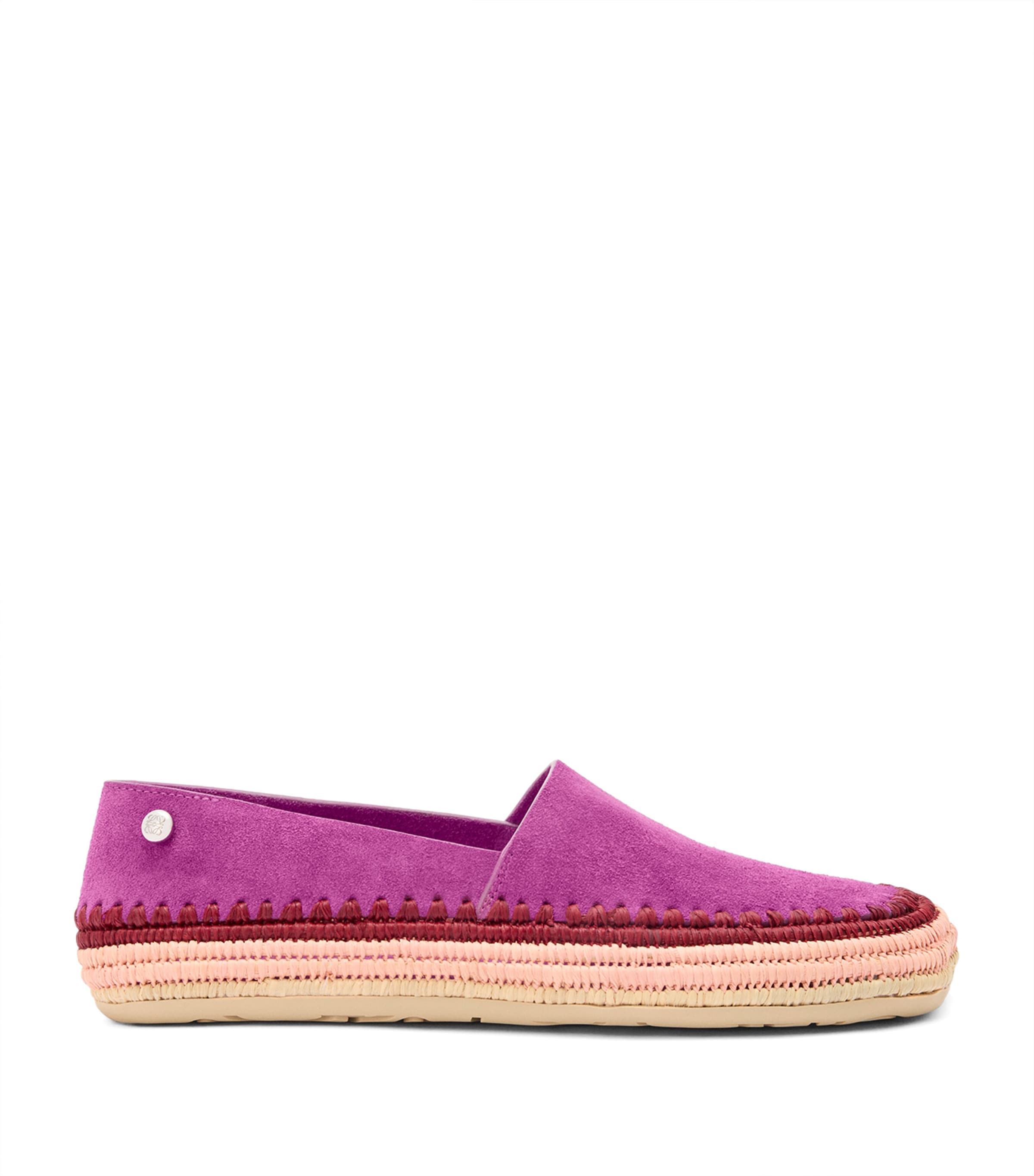 Loewe Rio Suede And Raffia Espadrilles In Pink