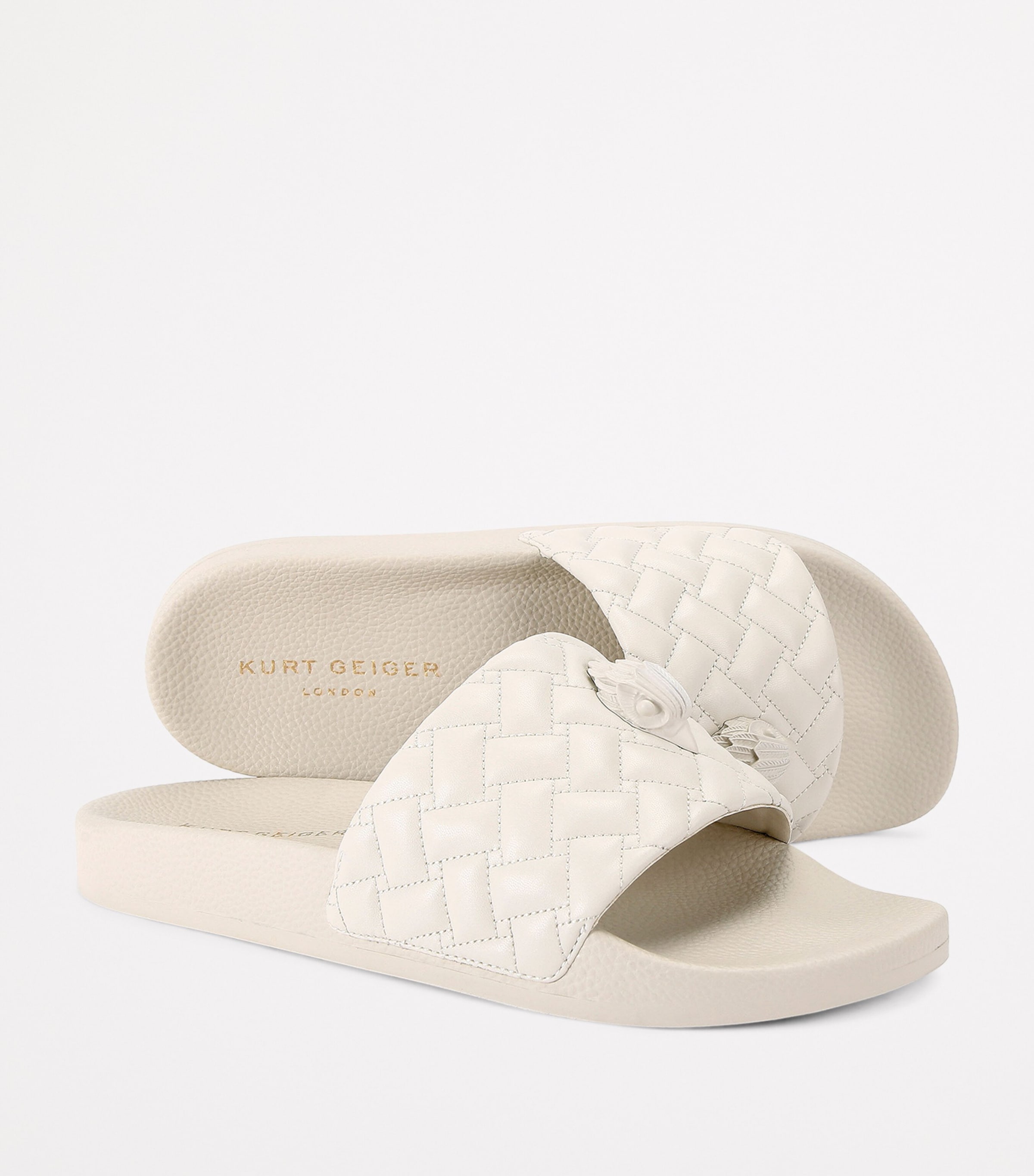 Quilted Meena Eagle Slides BONE Image 2