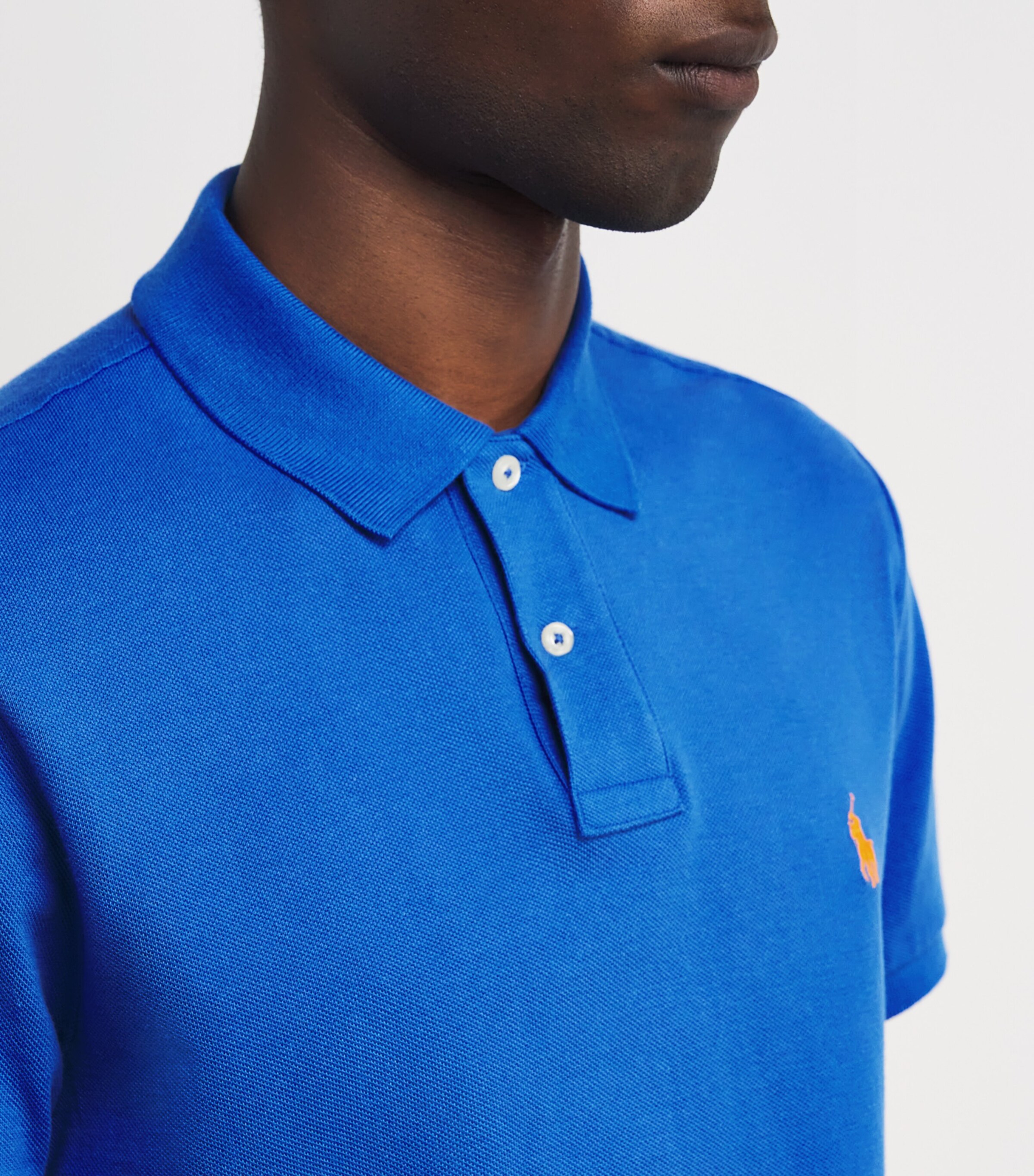 Polo Ralph Lauren Mens Cotton Mesh Custom-Fit Polo Shirt New Iris Blue Image 6