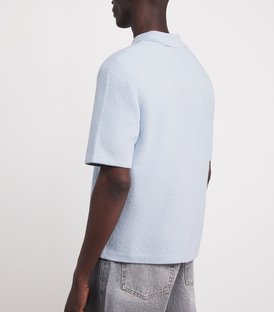 FRAME Mens Wool Short-Sleeve Cardigan Pale Blue Image 5