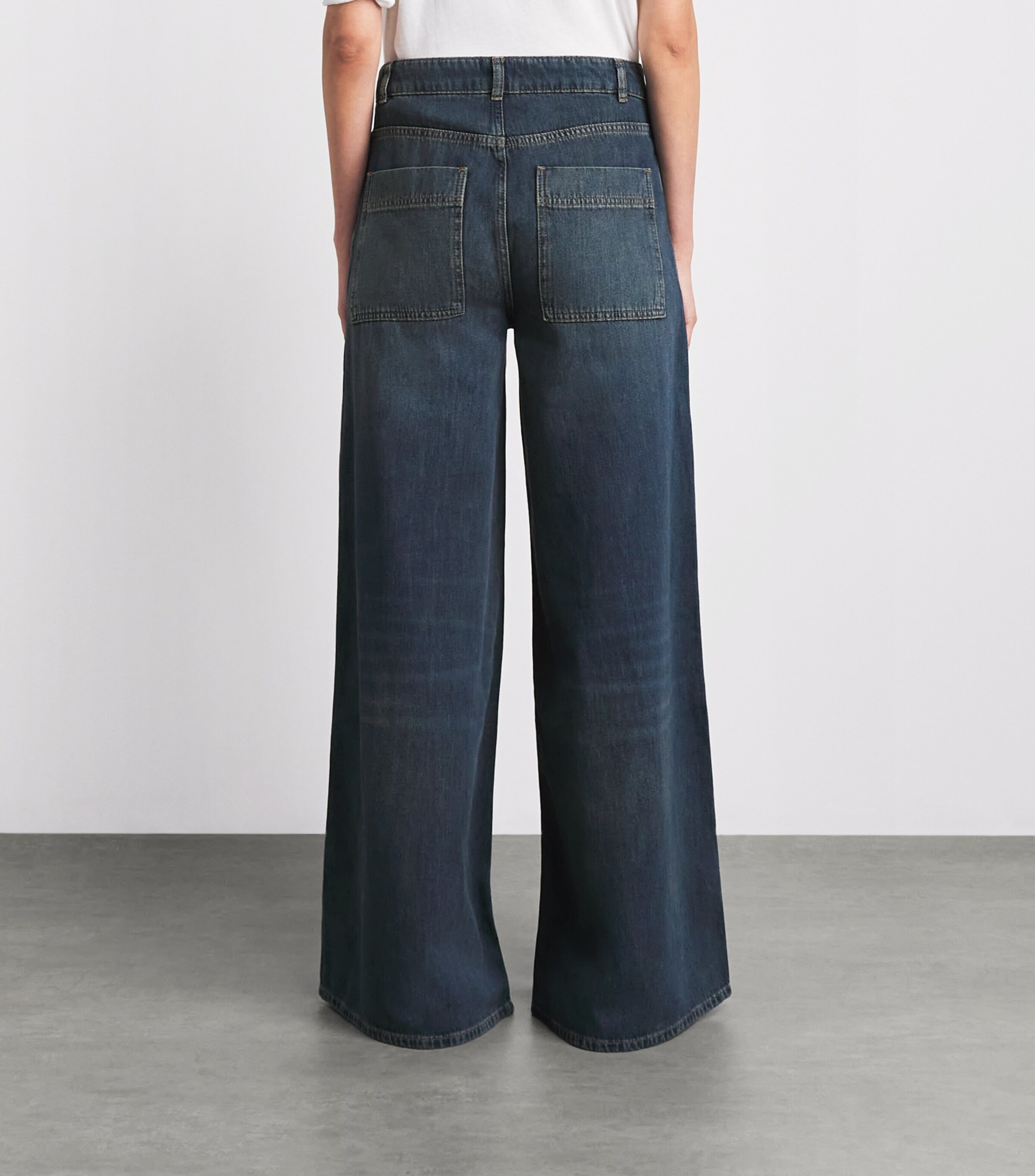ME+EM Womens Mid-Rise Super Wide-Leg Jeans Authentic Dark Wash Image 5