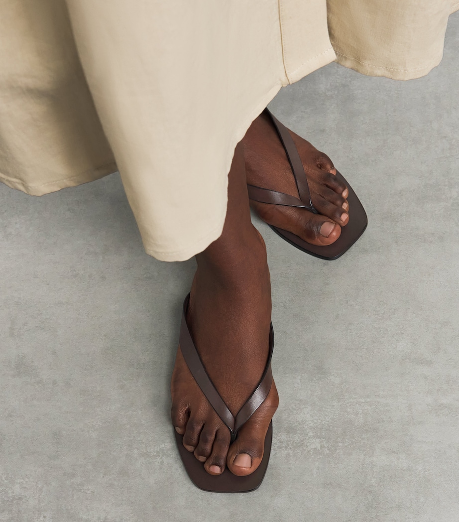 A.EMERY Leather Kinto Flip Flops Walnut Image 4
