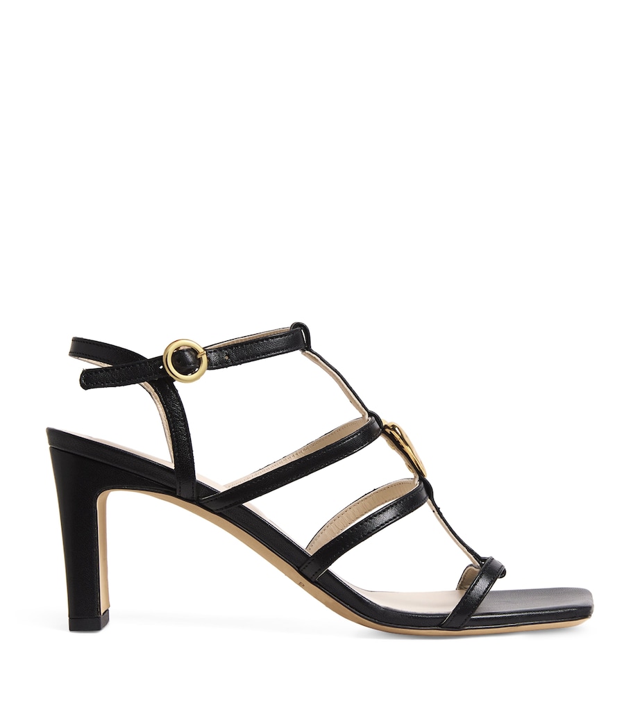 Leather Heart Heeled Sandals 75 BLACK Image 1