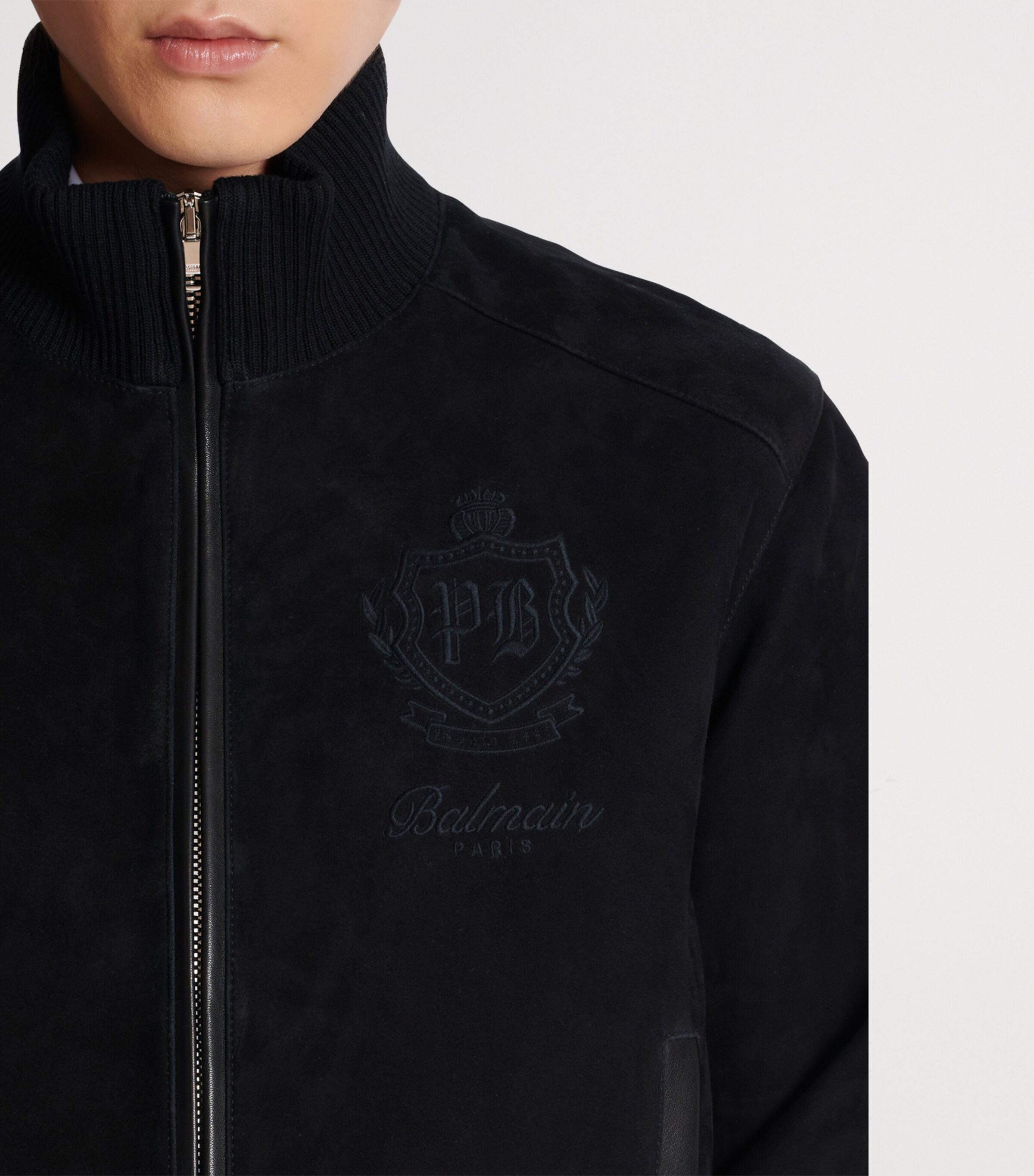 Suede College Emblem Jacket 0PA NOIR Image 8