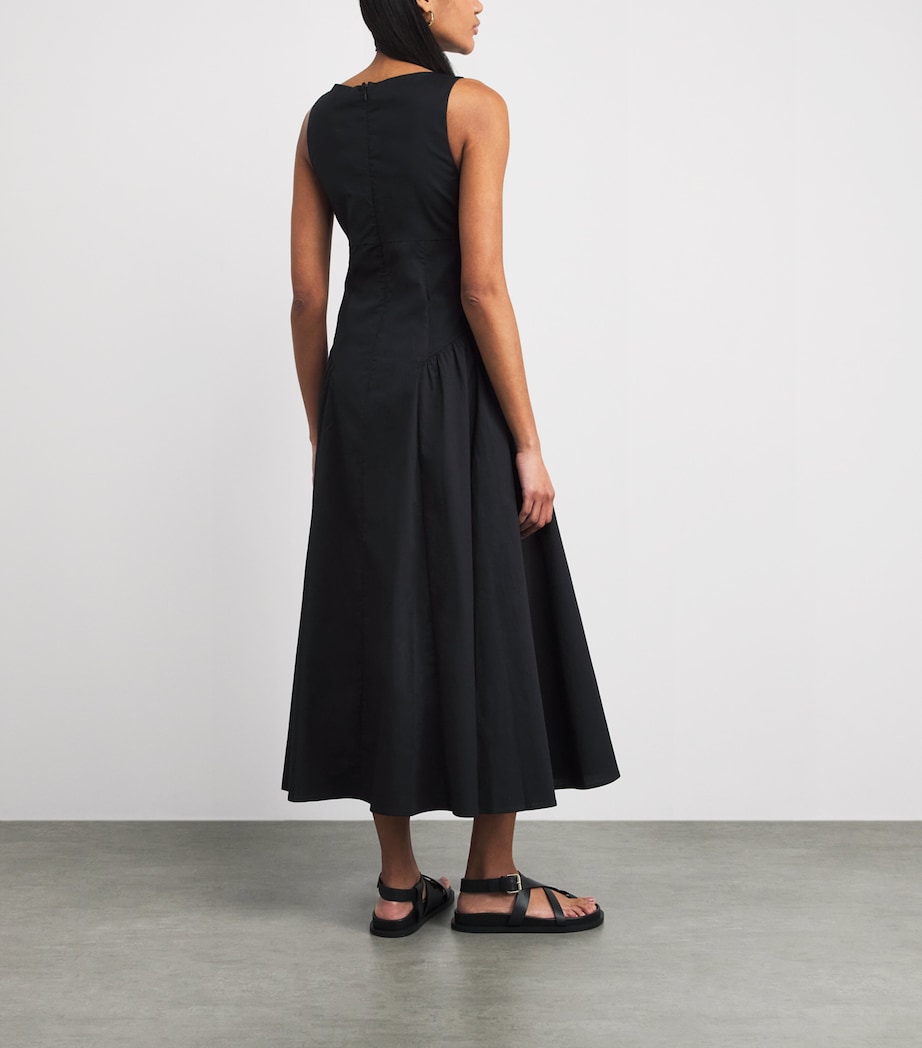 STAUD Womens Cotton-Blend Gwen Midi Dress Blk Black Image 4