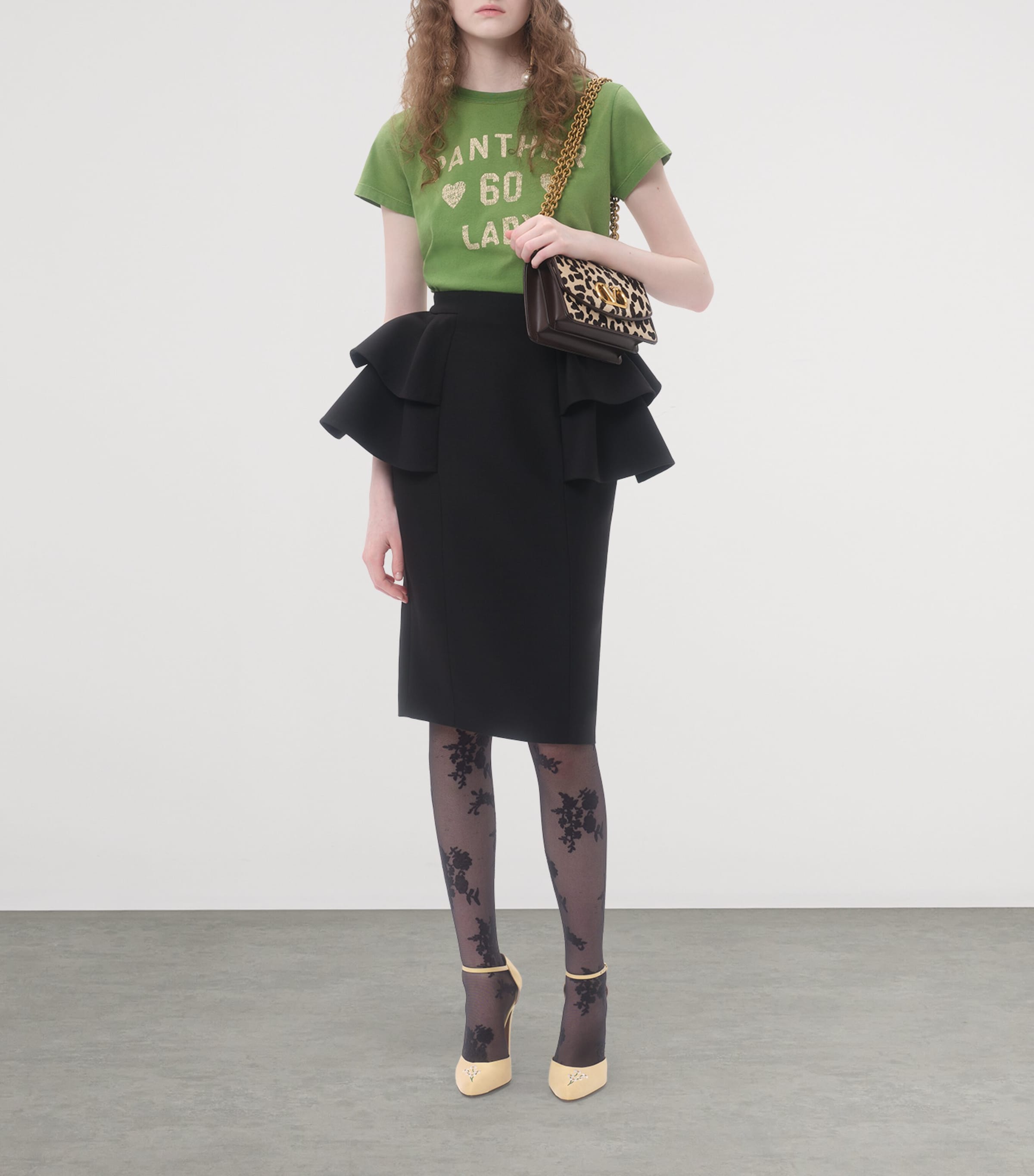 Valentino Womens Wool-Silk Ruffled Midi Skirt Image 5