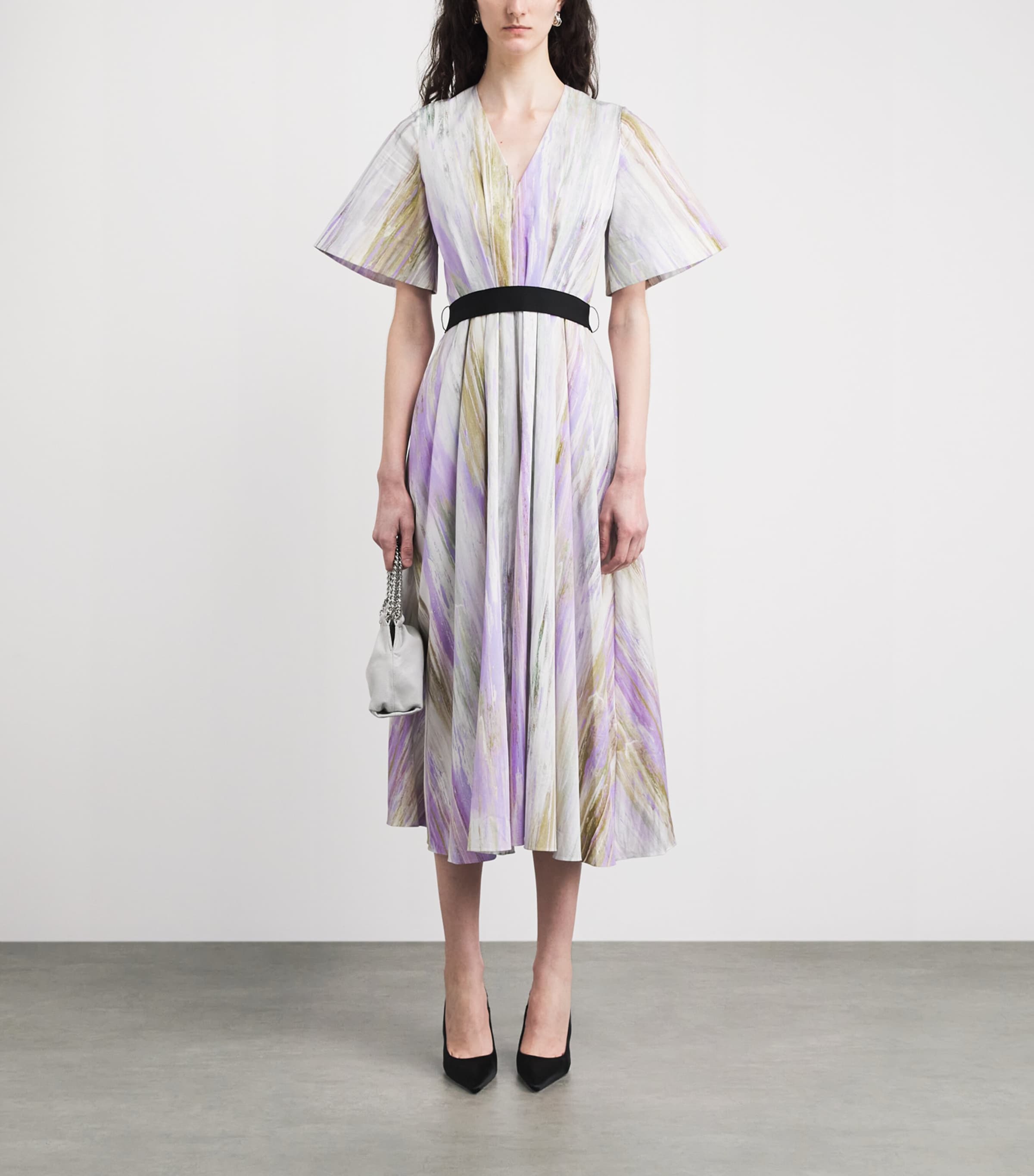Roksanda Womens Cotton Sana Midi Dress Brush Chalk/wisteria Image 2