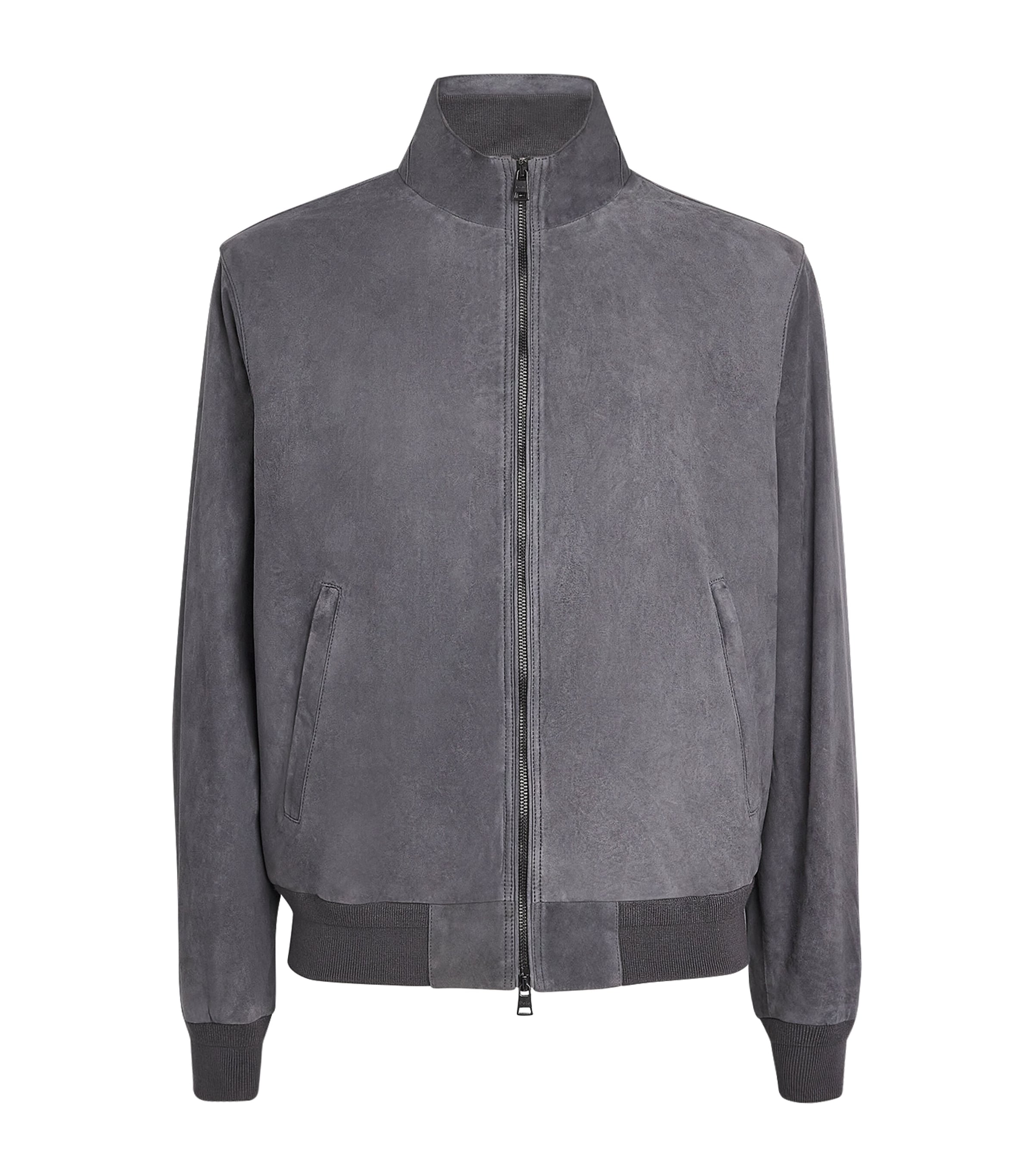 Suede Bomber Jacket LOFT GREY Image 1