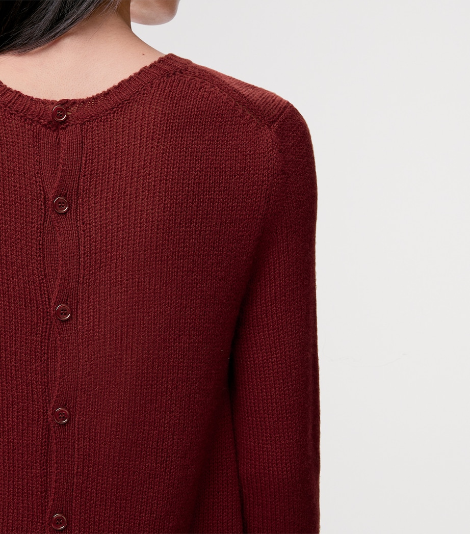 Cashmere-Blend Button-Up Sweater BURGUNDY Image 6