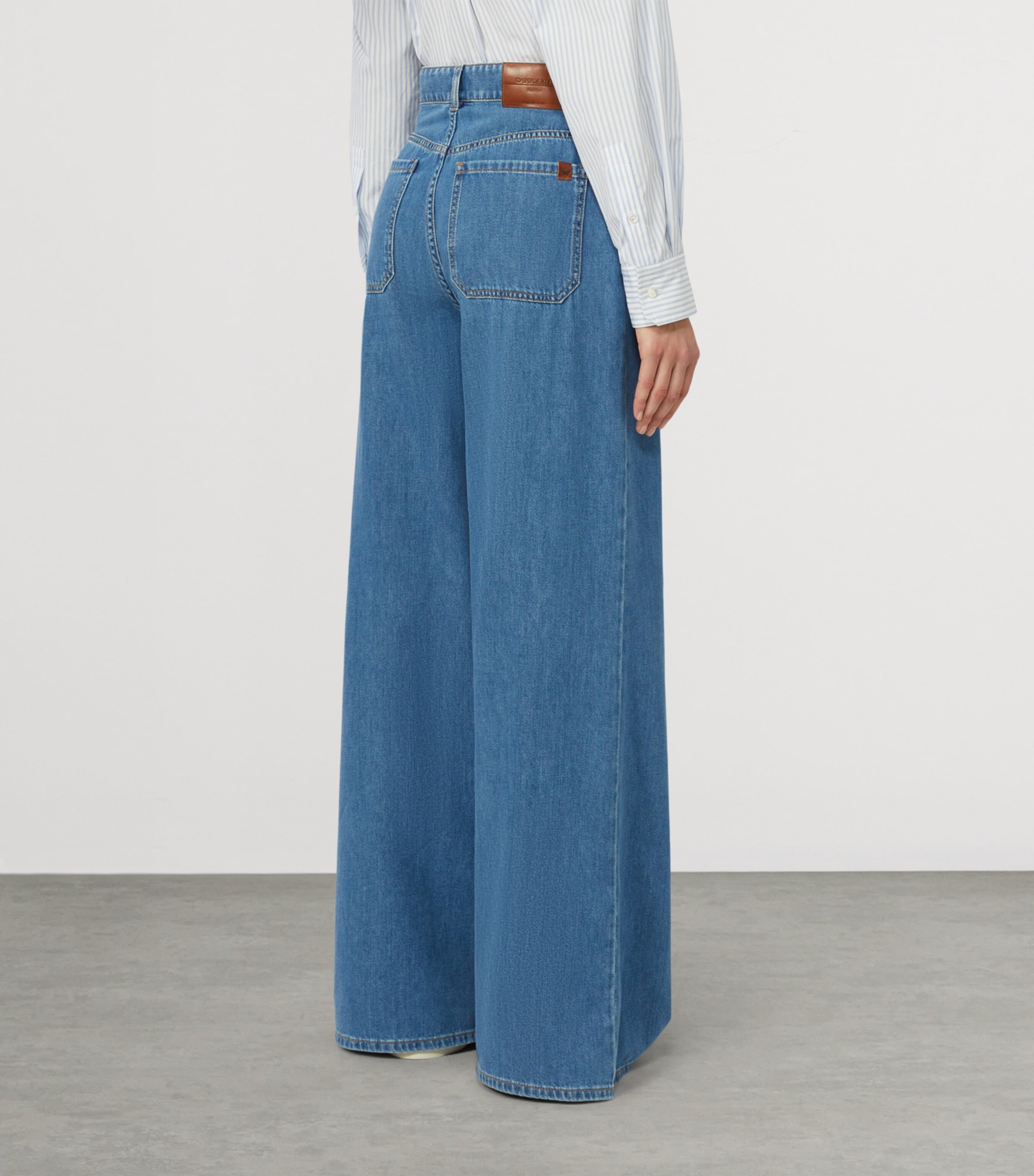 Weekend Max Mara Womens Soft Cotton Wide-Leg High-Rise Jeans Navy Image 4