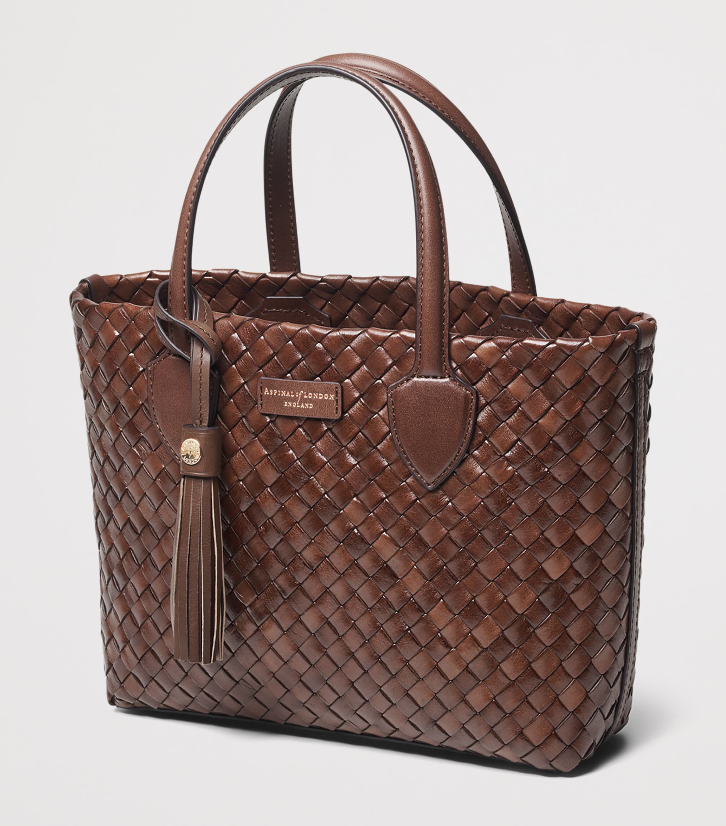 Aspinal Of London Small Leather Island Tote Bag Chocolate Image 2