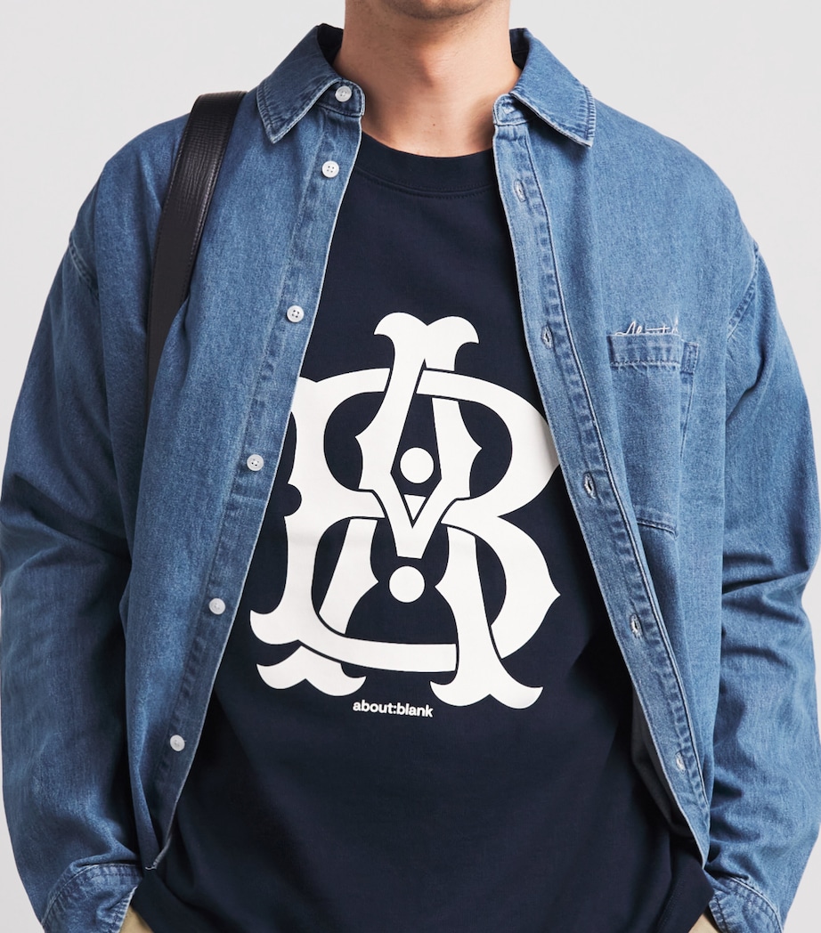 about:blank Mens Script Denim Shirt Blue Wash Image 3