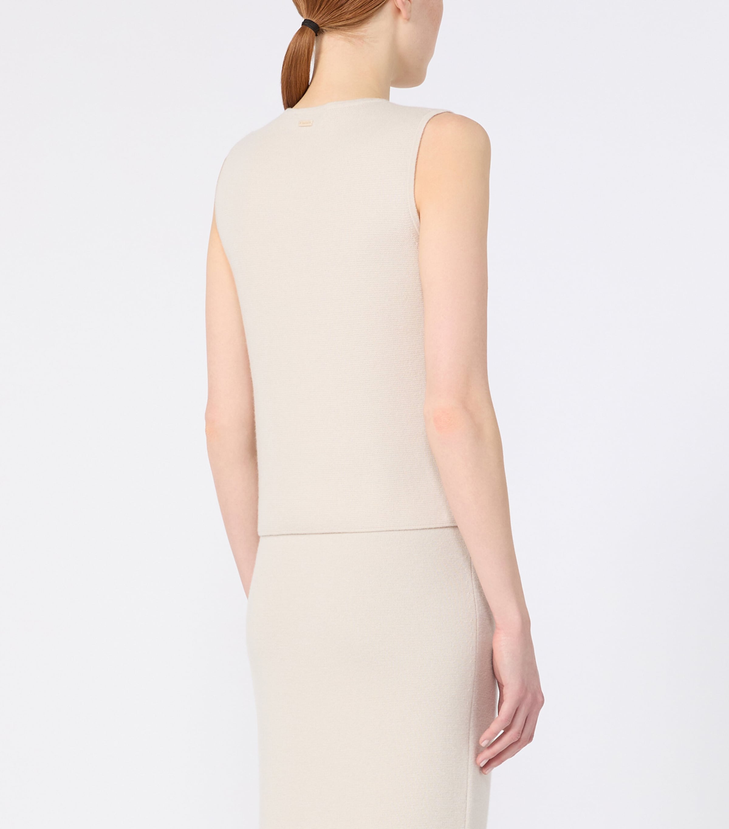 Max Mara Womens Virgin Wool-Cashmere Knitted Top Beige Image 4