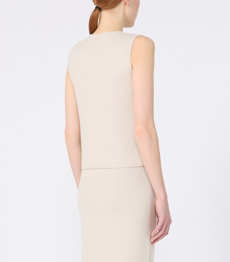 Max Mara Womens Virgin Wool-Cashmere Knitted Top Beige Image 4